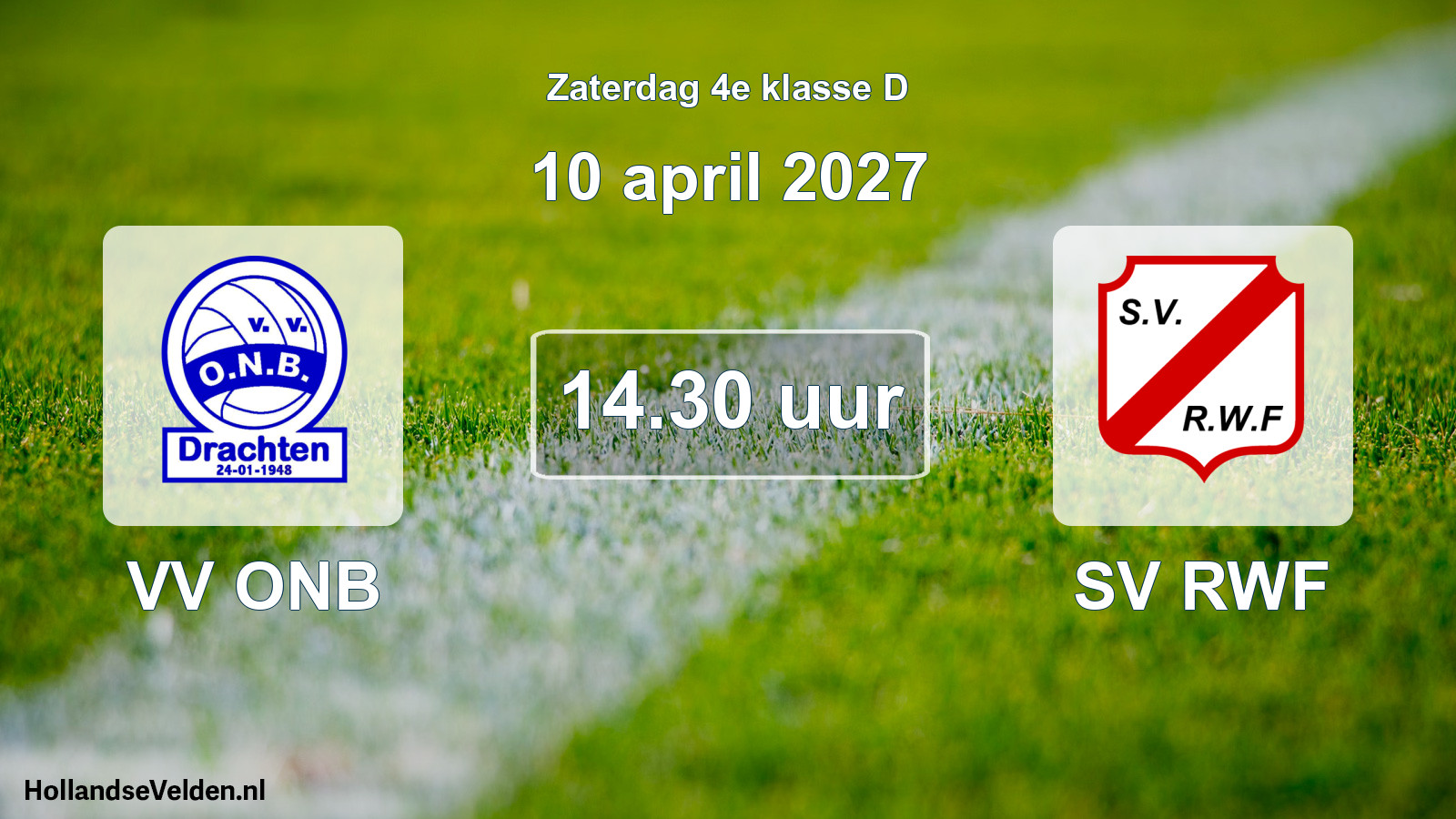 Geplande wedstrijd: VV ONB - SV RWF (10 april 2027)