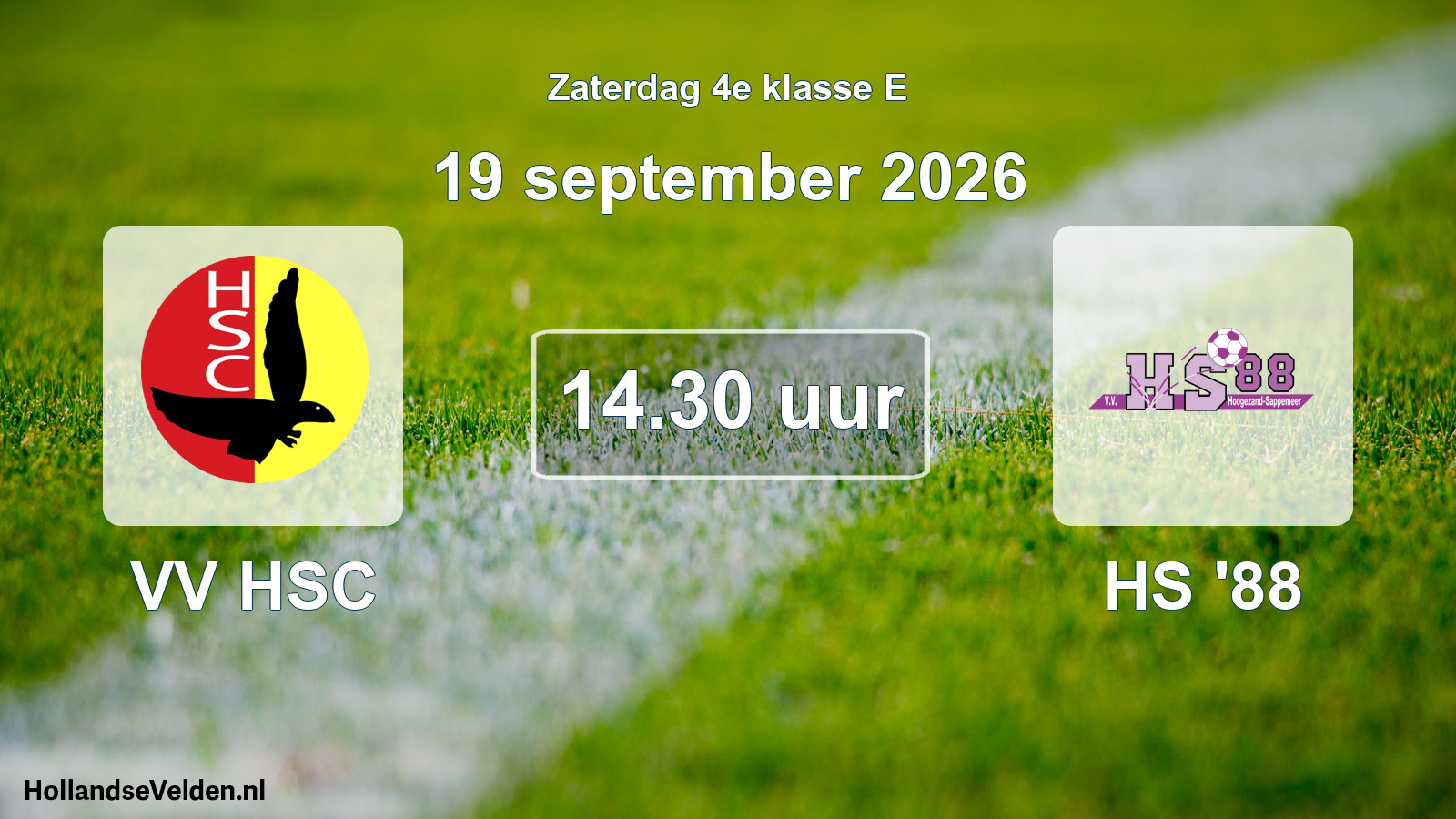 Geplande wedstrijd: VV HSC - HS '88 (19 september 2026)