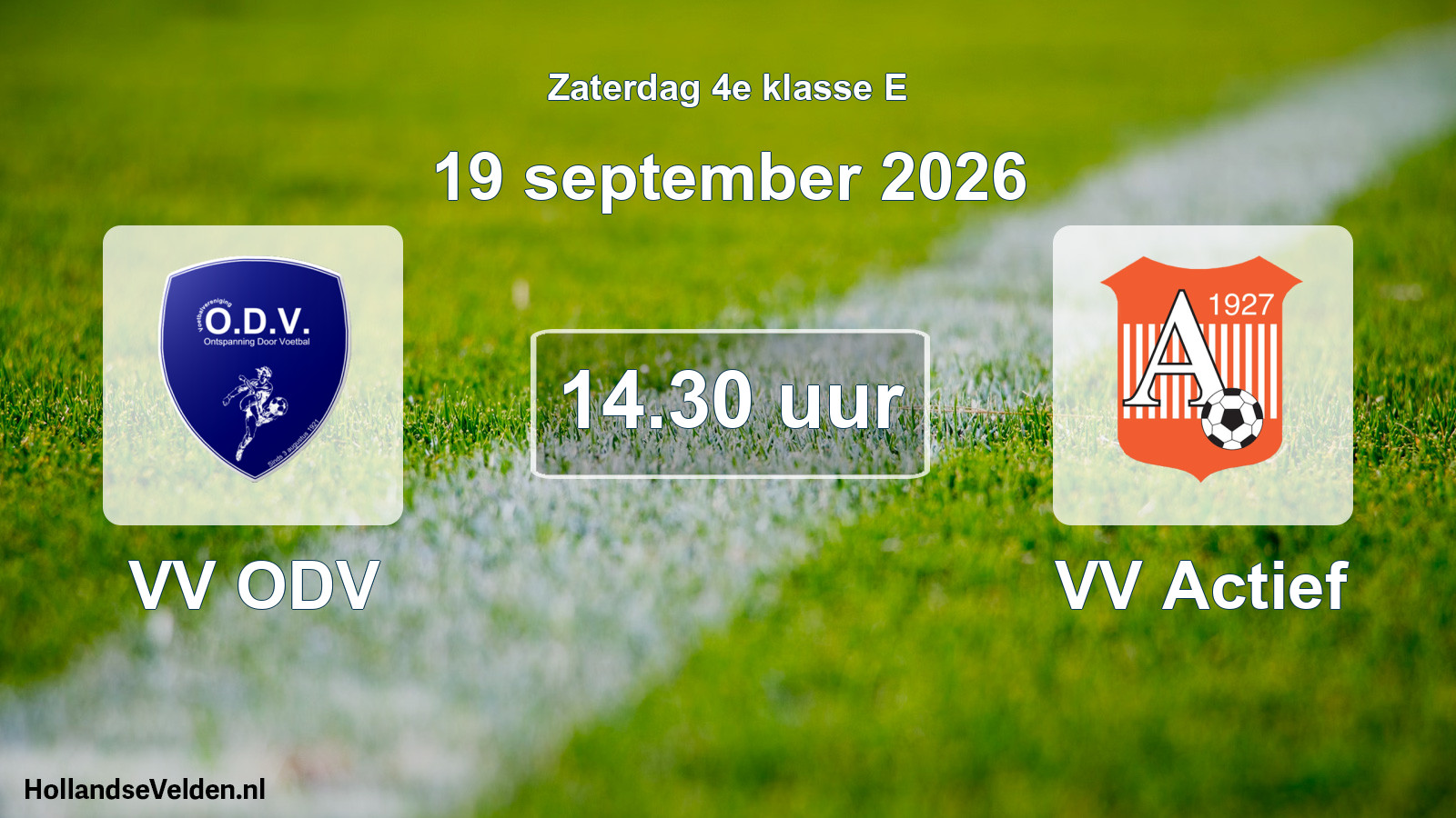 Geplande wedstrijd: VV ODV - VV Actief (19 september 2026)