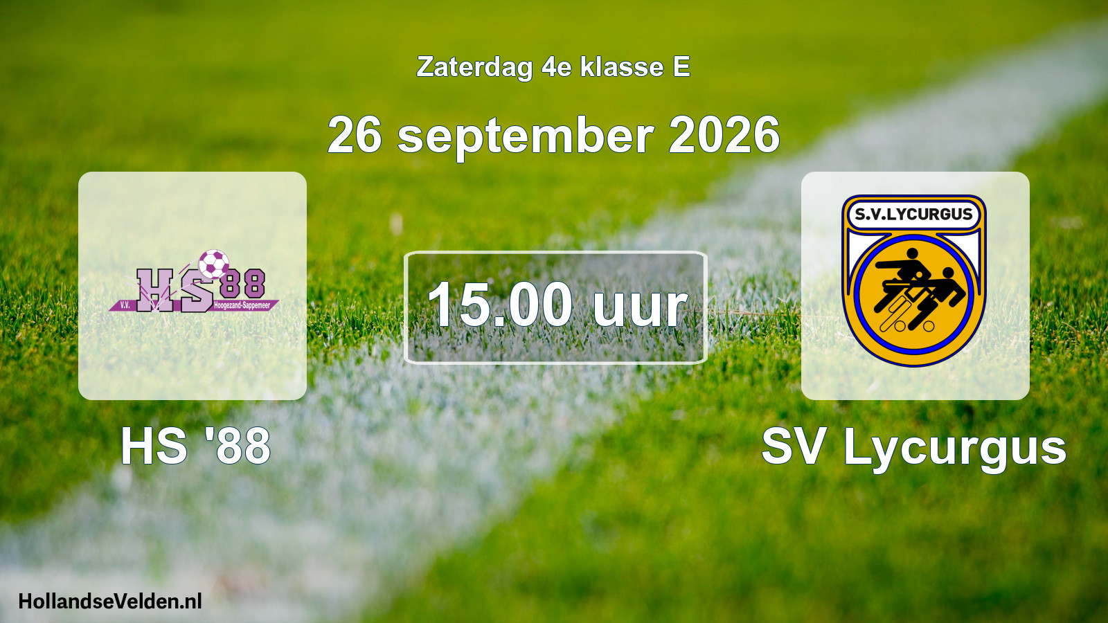 Geplande wedstrijd: HS '88 - SV Lycurgus (26 september 2026)