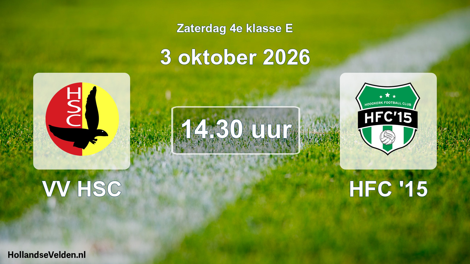 Geplande wedstrijd: VV HSC - HFC '15 (3 oktober 2026)
