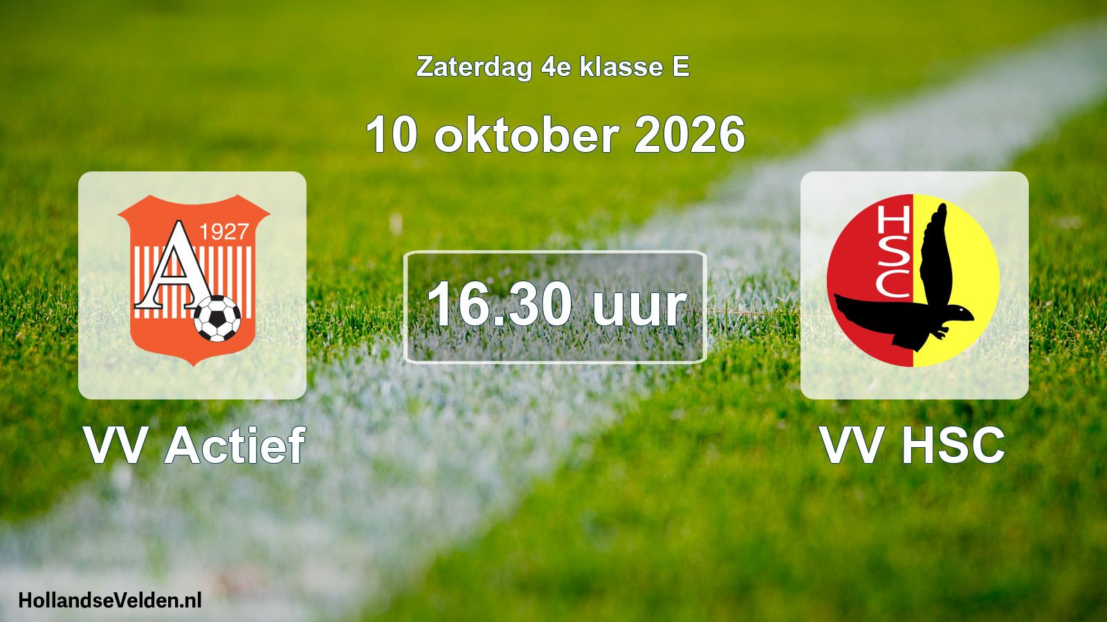 Geplande wedstrijd: VV Actief - VV HSC (10 oktober 2026)