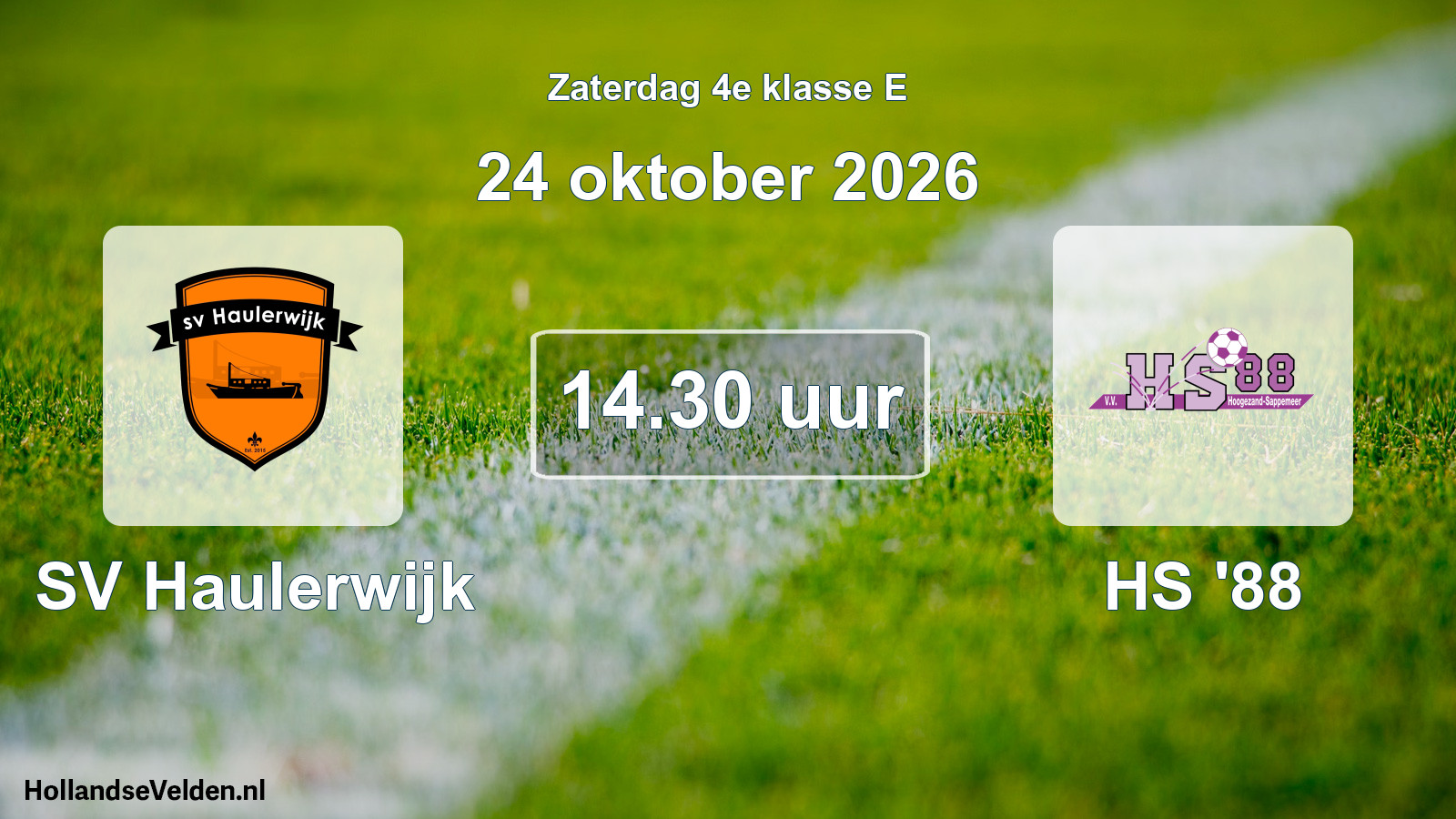 Geplande wedstrijd: SV Haulerwijk - HS '88 (24 oktober 2026)