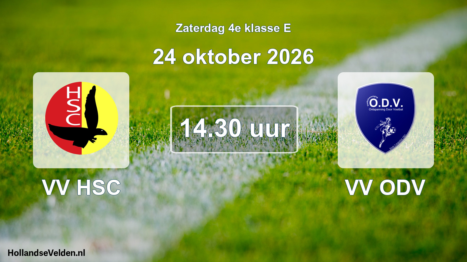 Geplande wedstrijd: VV HSC - VV ODV (24 oktober 2026)