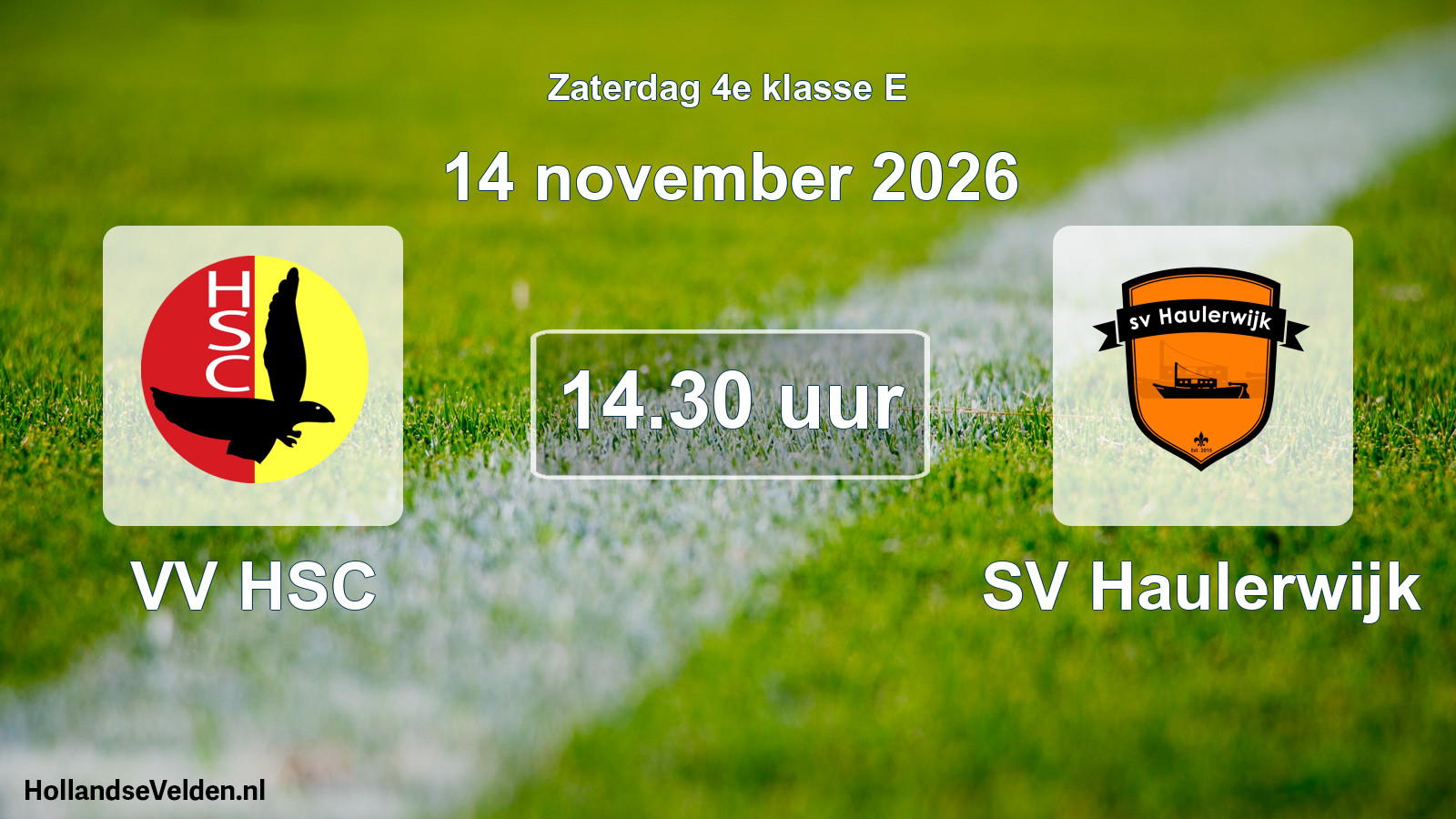 Geplande wedstrijd: VV HSC - SV Haulerwijk (14 november 2026)