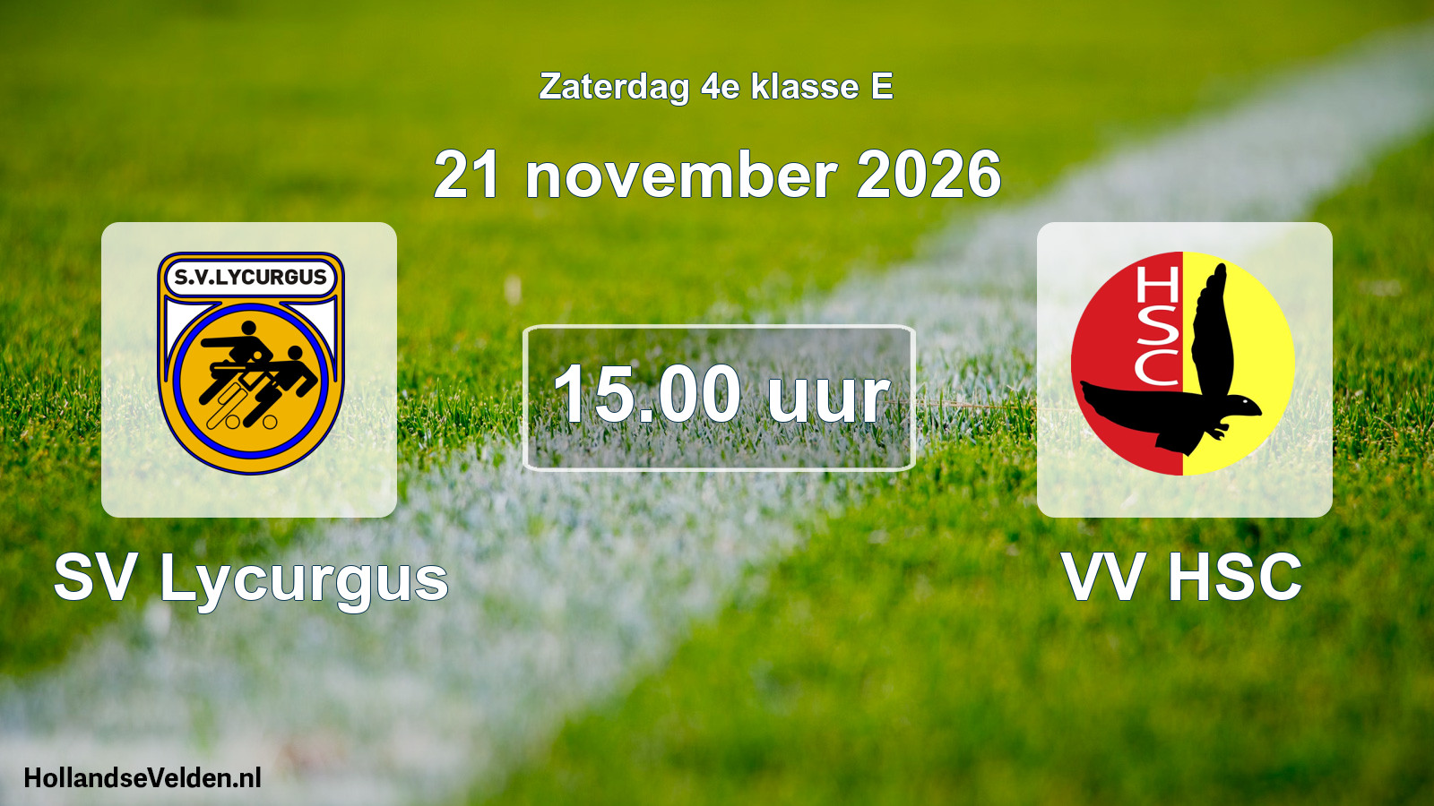 Geplande wedstrijd: SV Lycurgus - VV HSC (21 november 2026)