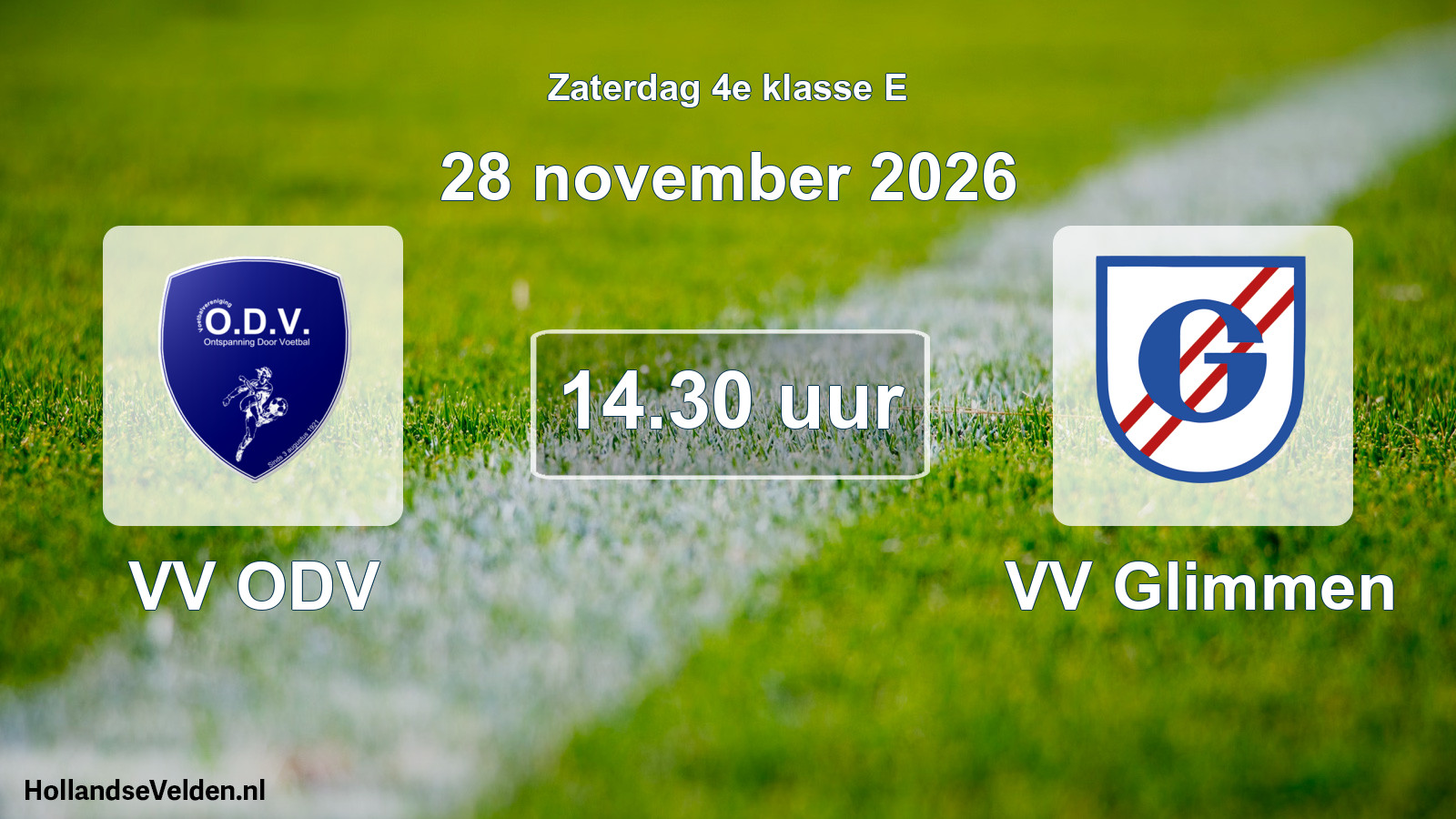 Geplande wedstrijd: VV ODV - VV Glimmen (28 november 2026)