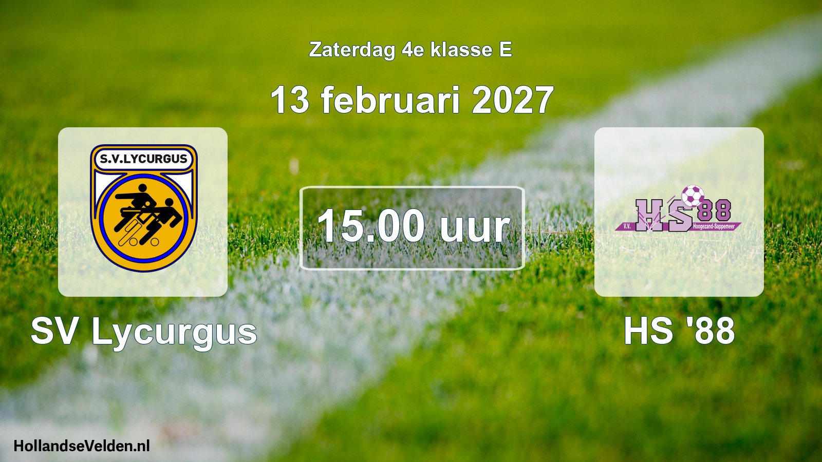 Geplande wedstrijd: SV Lycurgus - HS '88 (13 februari 2027)