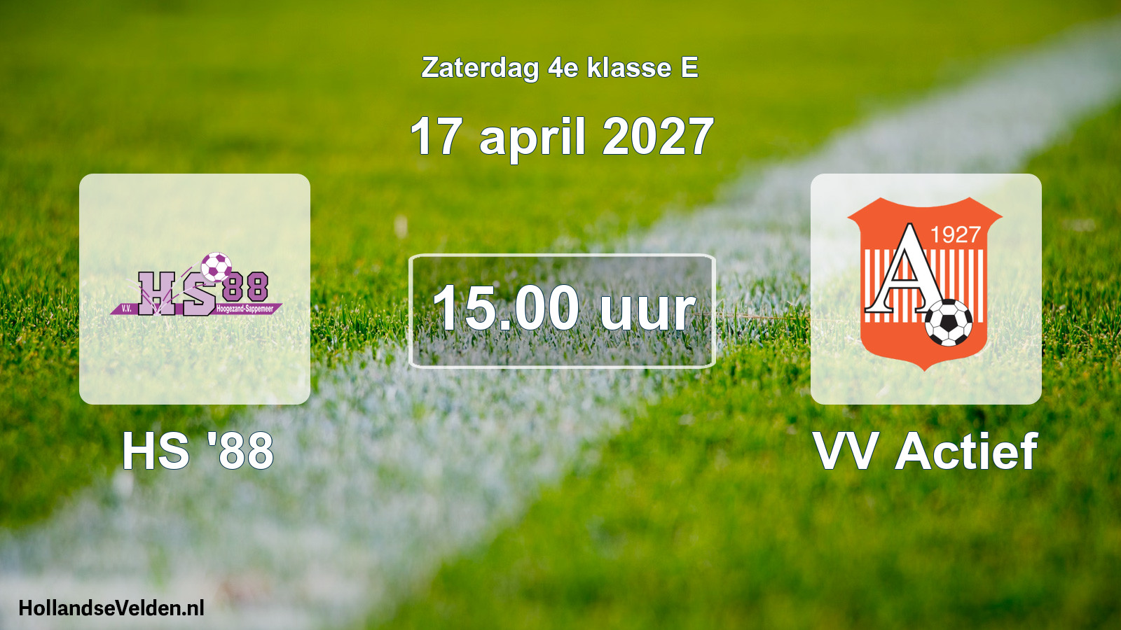 Geplande wedstrijd: HS '88 - VV Actief (17 april 2027)