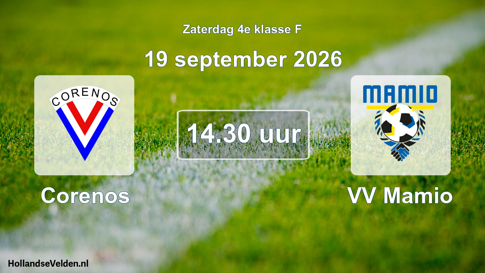 Geplande wedstrijd: Corenos - VV Mamio (19 september 2026)