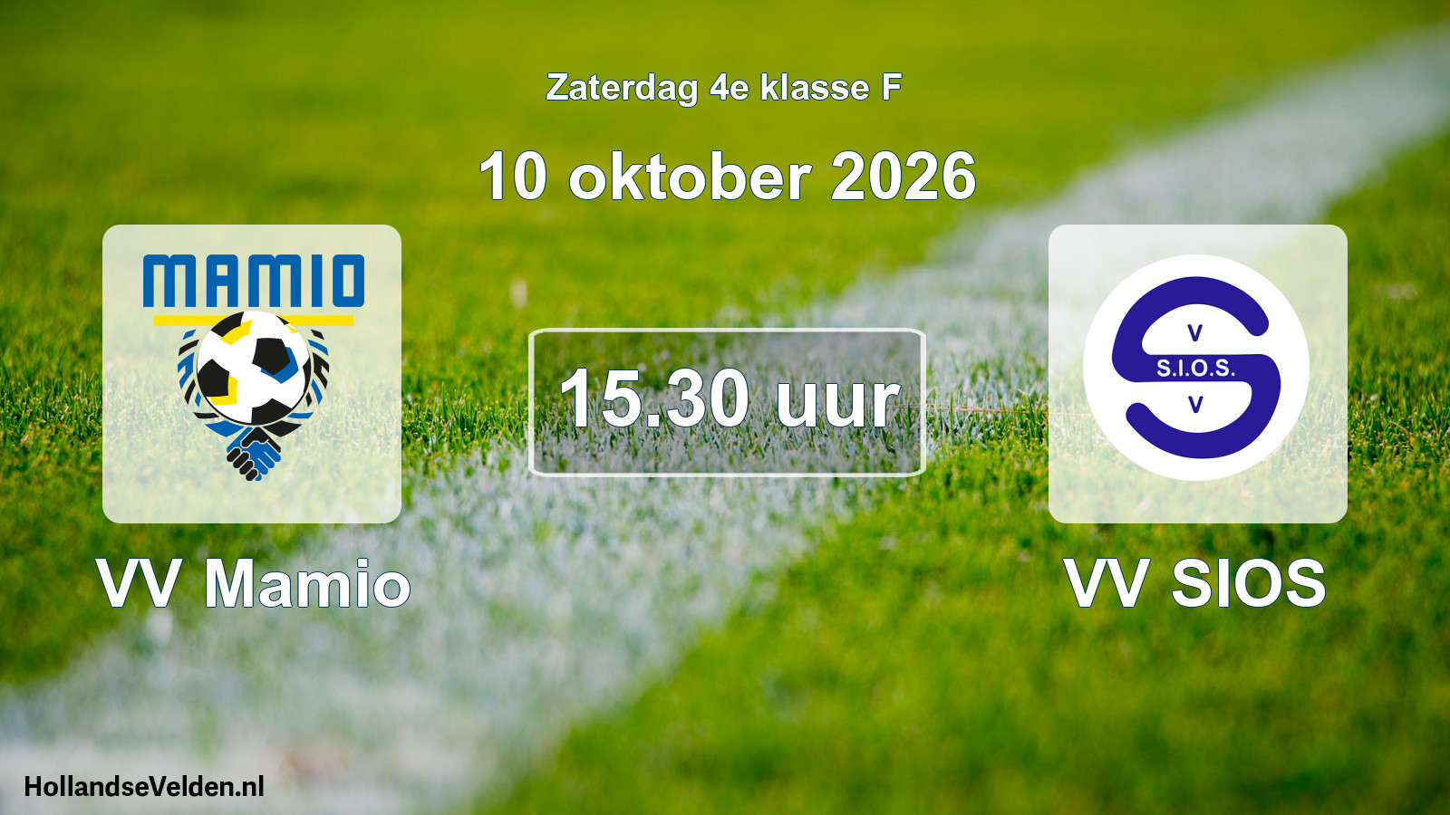 Geplande wedstrijd: VV Mamio - VV SIOS (10 oktober 2026)