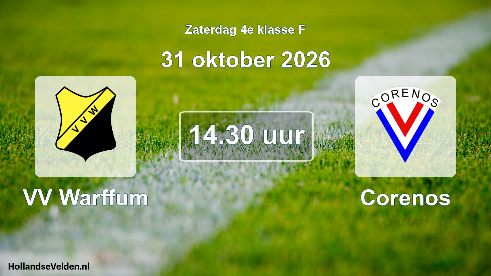 Geplande wedstrijd: VV Warffum - Corenos (31 oktober 2026)
