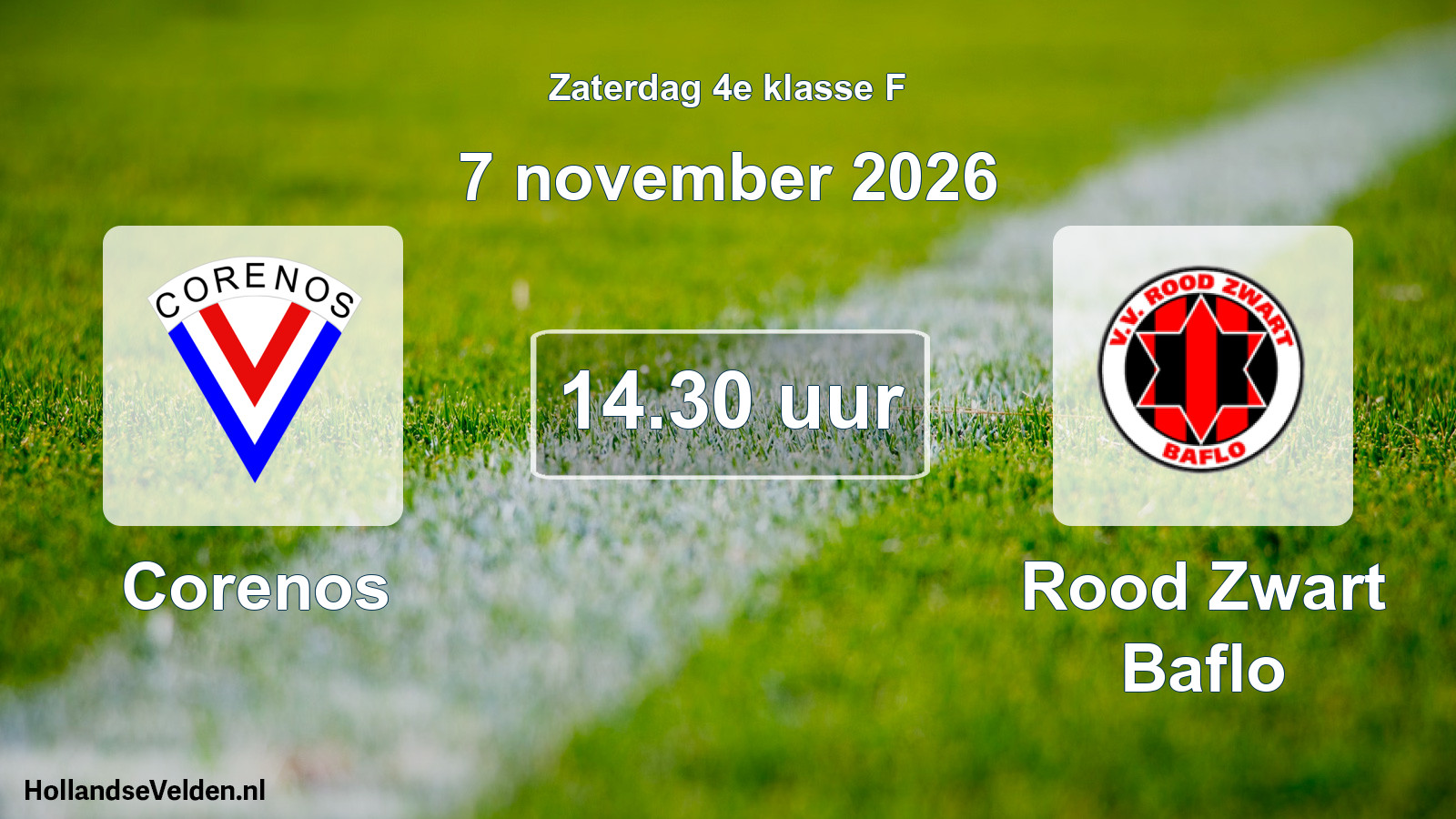 Geplande wedstrijd: Corenos - Rood Zwart Baflo (7 november 2026)