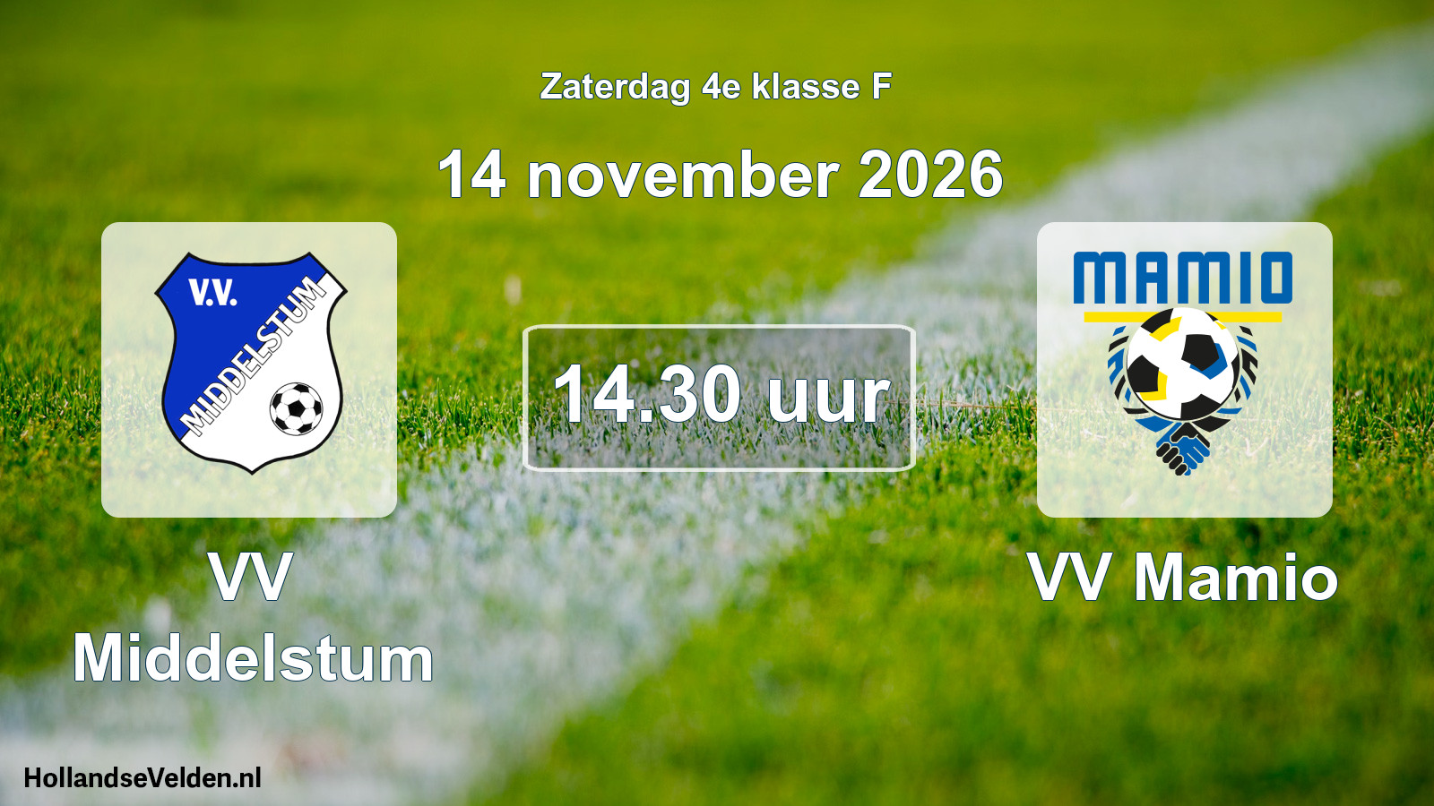 Geplande wedstrijd: VV Middelstum - VV Mamio (14 november 2026)