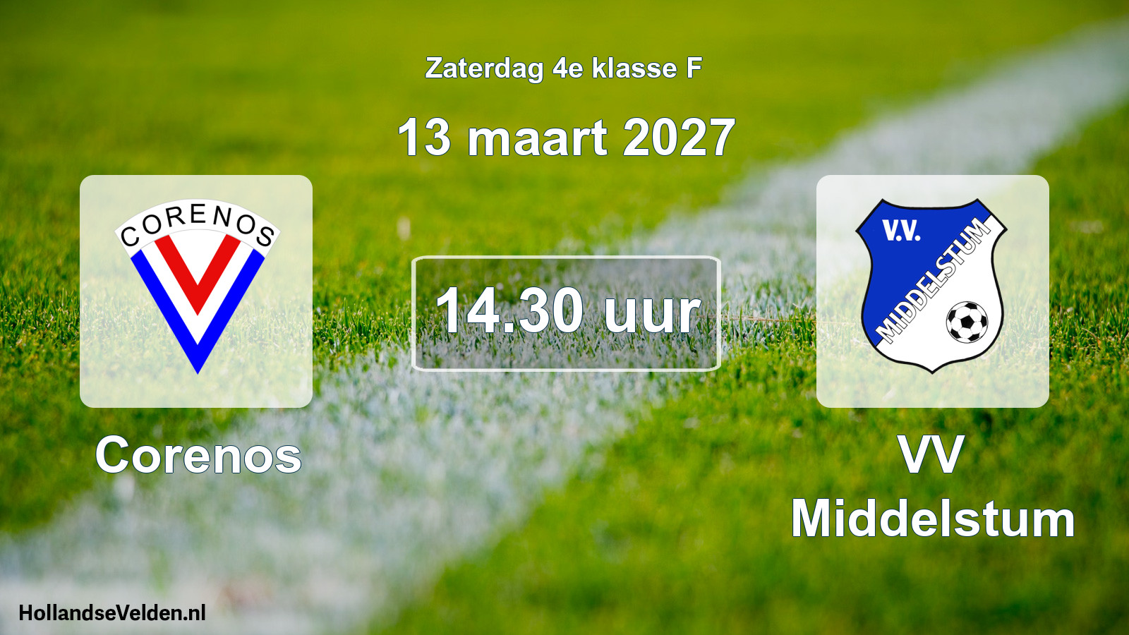 Scheduled Match: Corenos - VV Middelstum (13 March 2027)