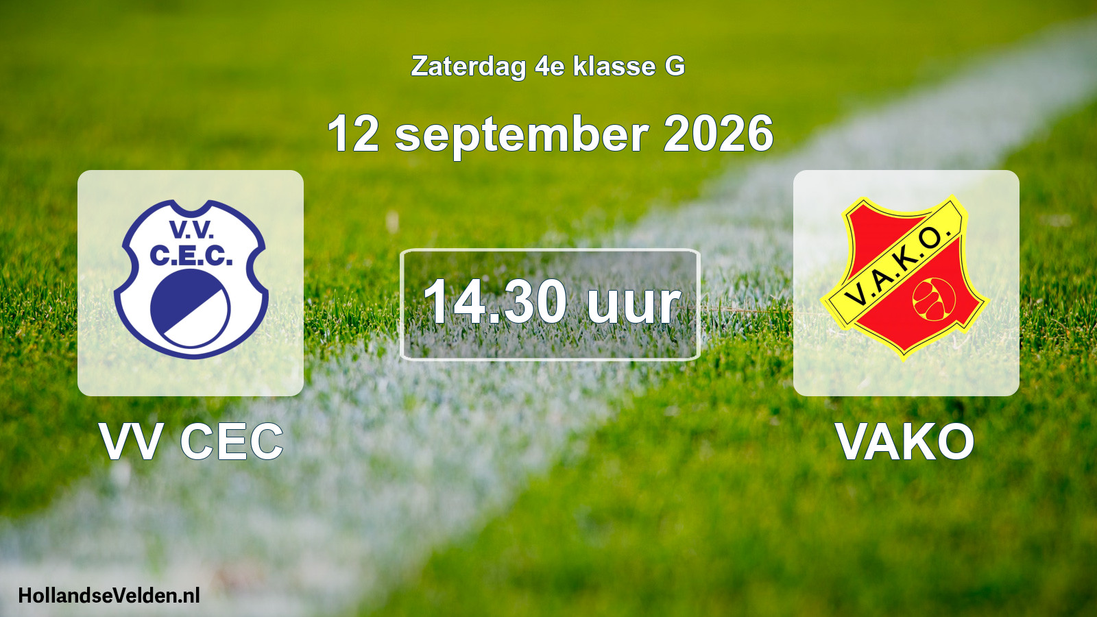 Geplande wedstrijd: VV CEC - VAKO (12 september 2026)