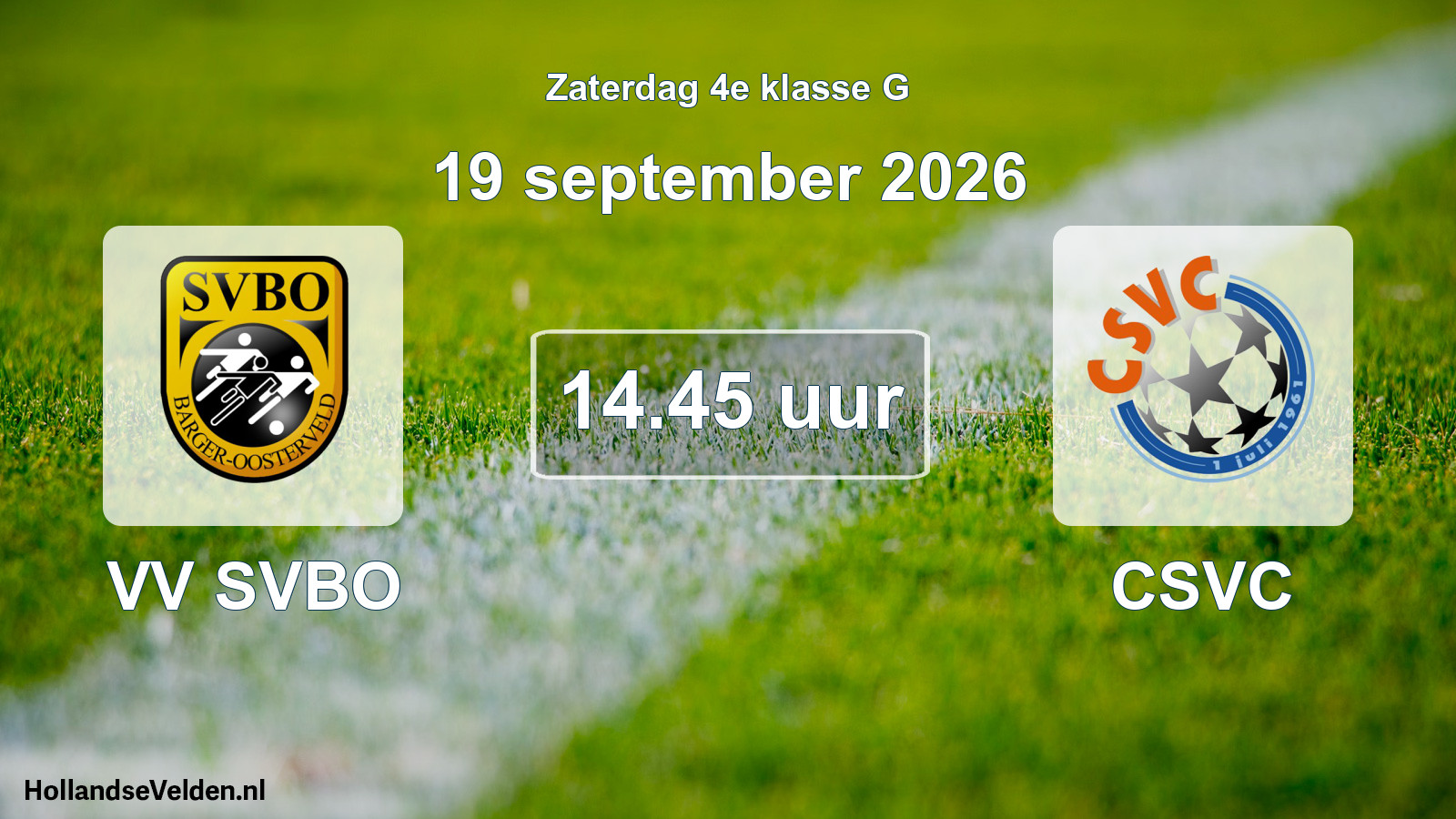 Geplande wedstrijd: VV SVBO - CSVC (19 september 2026)