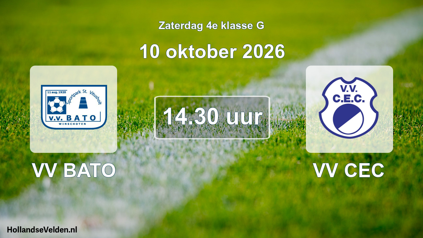Geplande wedstrijd: VV BATO - VV CEC (10 oktober 2026)