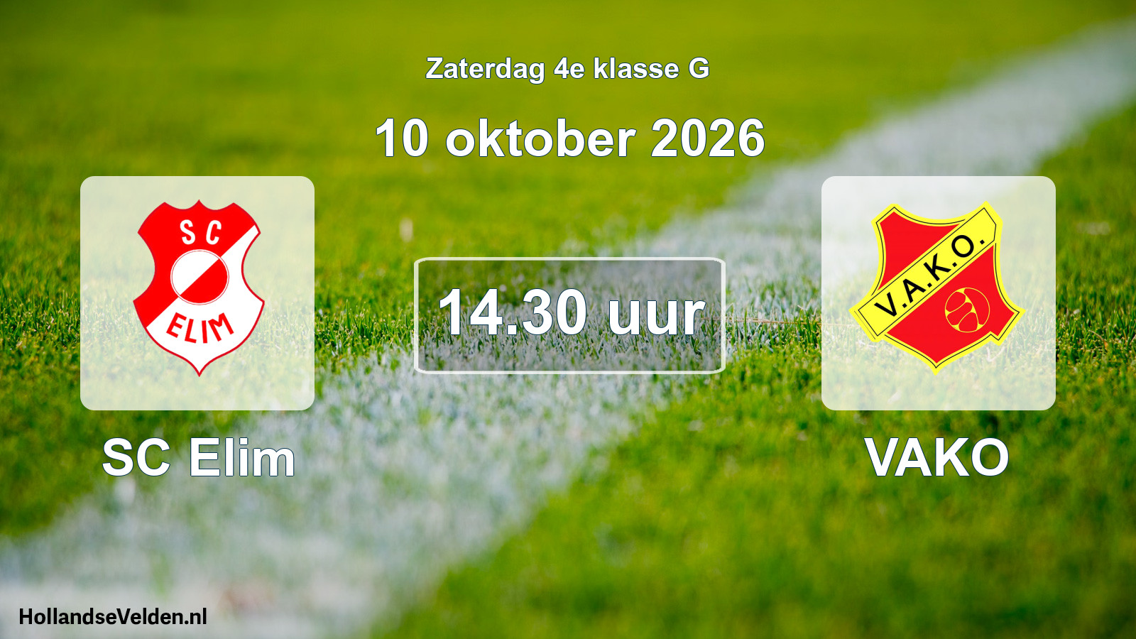 Geplande wedstrijd: SC Elim - VAKO (10 oktober 2026)
