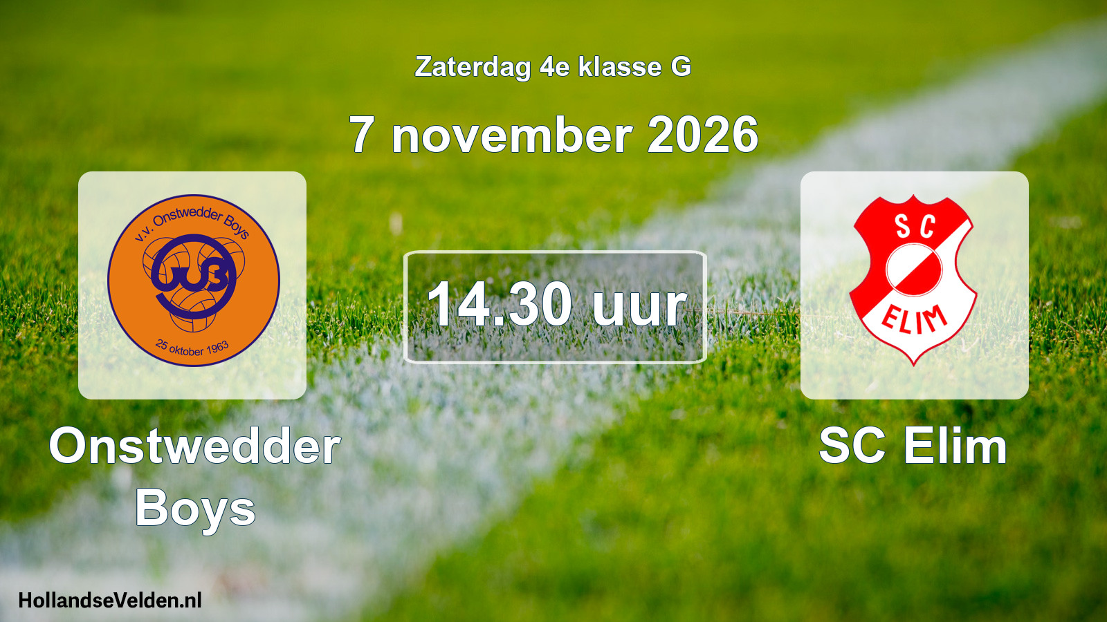 Geplande wedstrijd: Onstwedder Boys - SC Elim (7 november 2026)