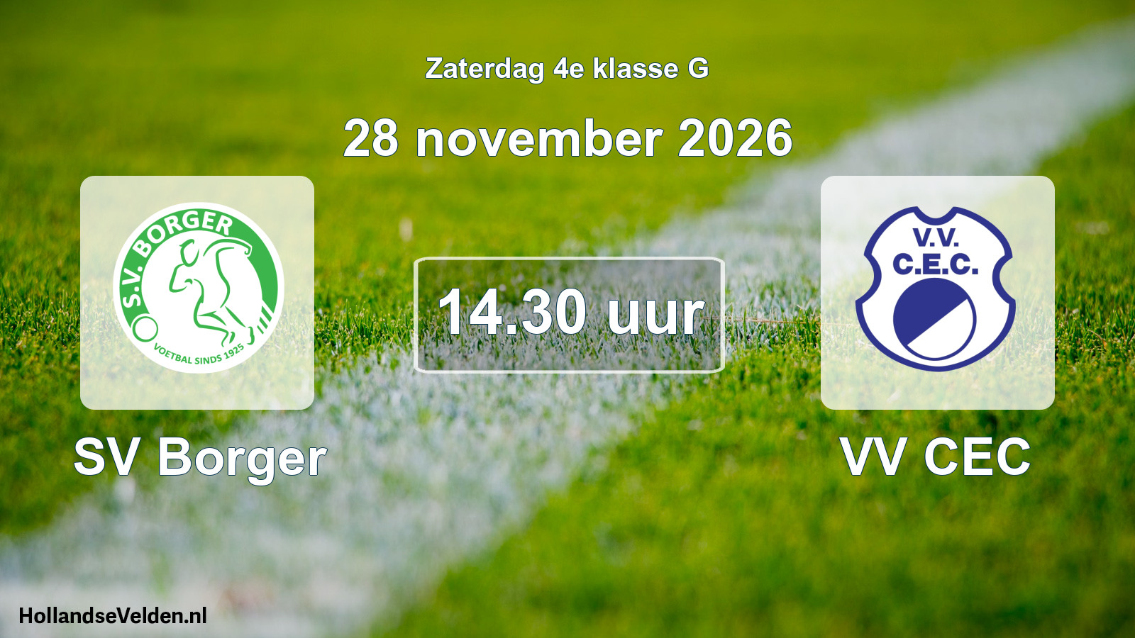 Geplande wedstrijd: SV Borger - VV CEC (28 november 2026)