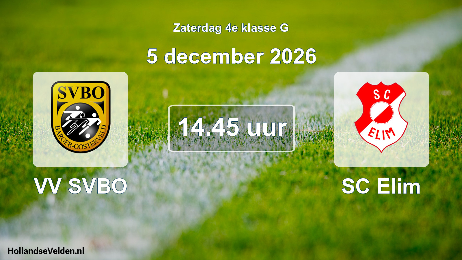 Geplande wedstrijd: VV SVBO - SC Elim (5 december 2026)