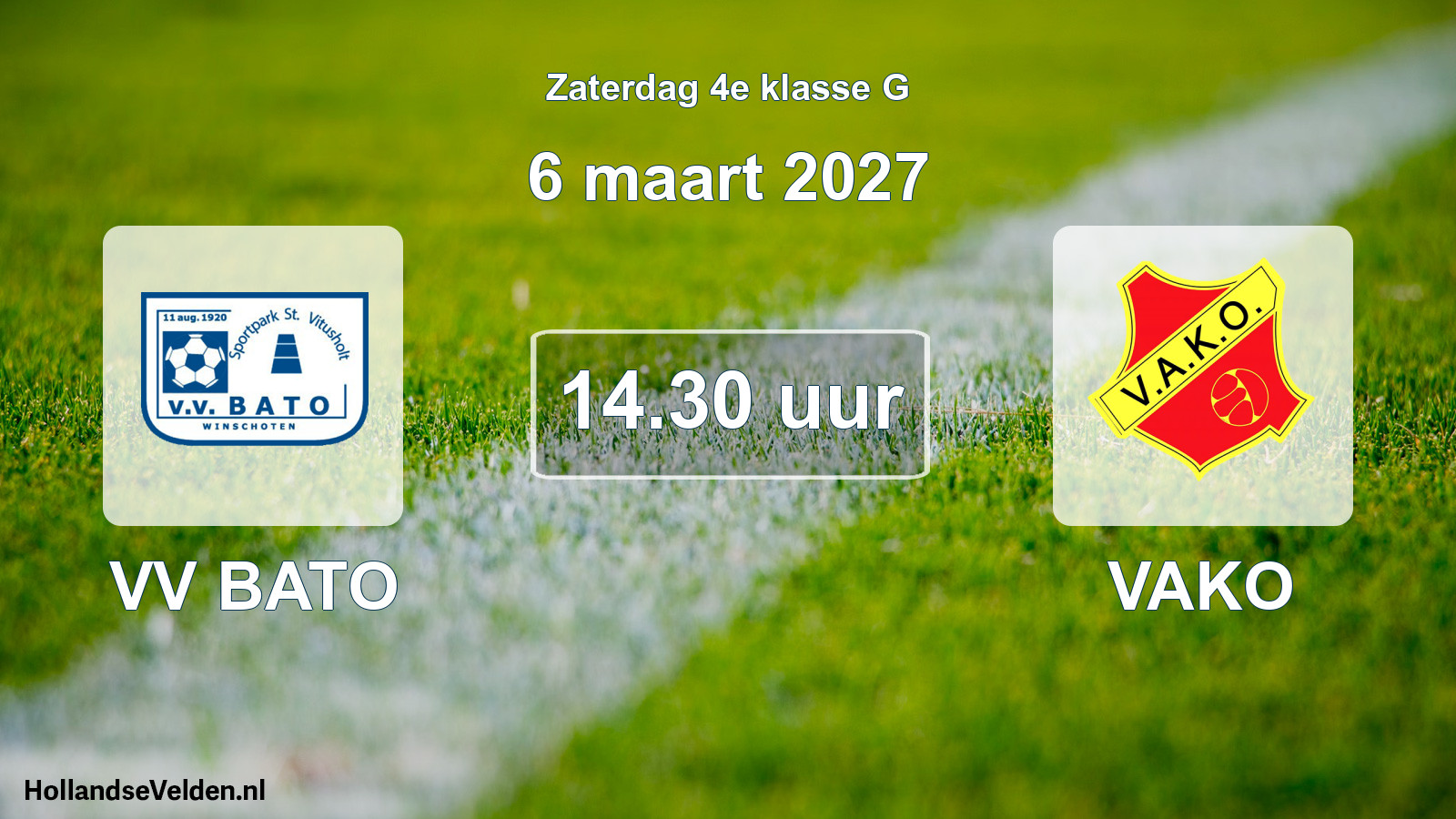 Geplande wedstrijd: VV BATO - VAKO (6 maart 2027)