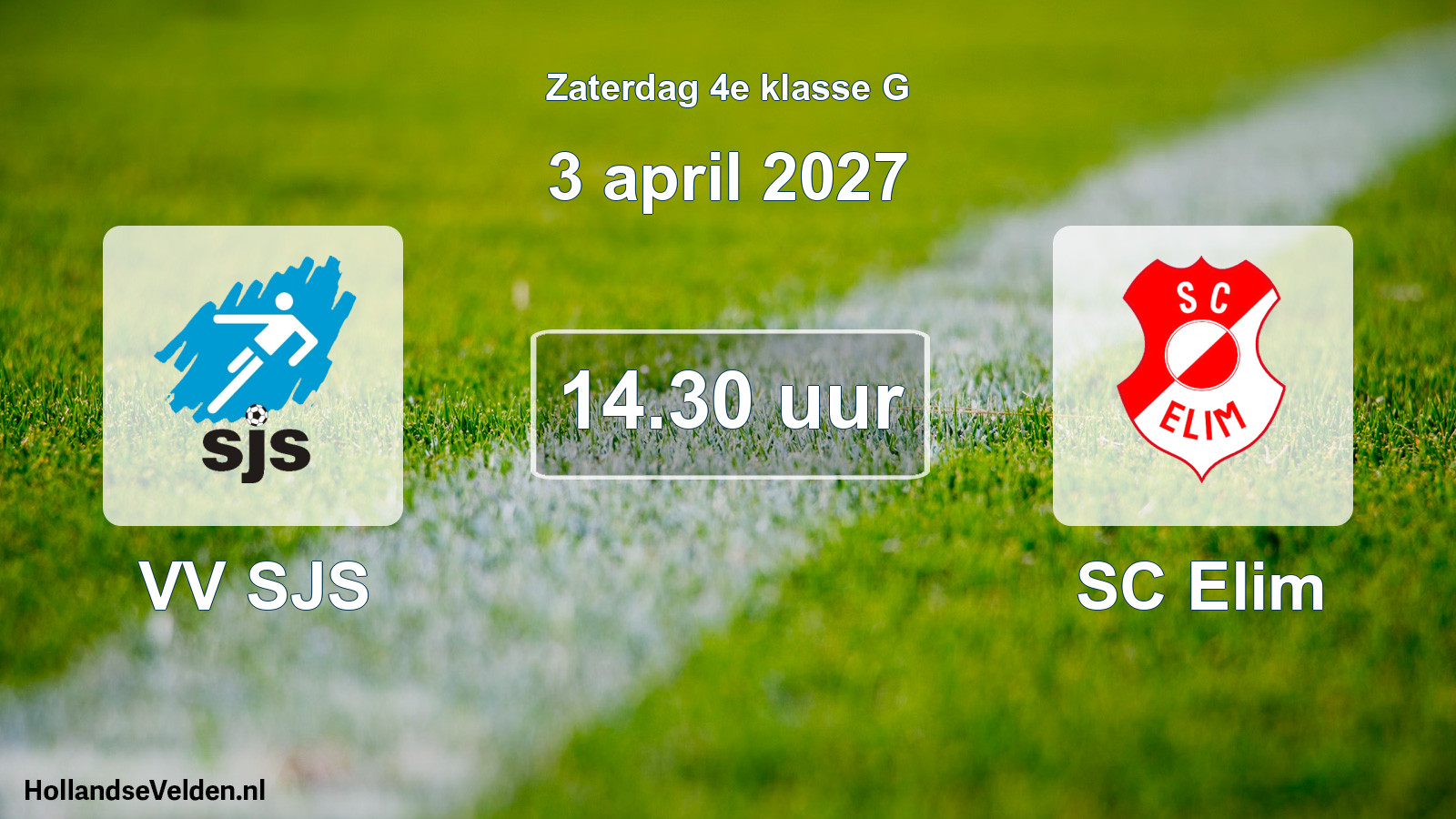 Geplande wedstrijd: VV SJS - SC Elim (3 april 2027)