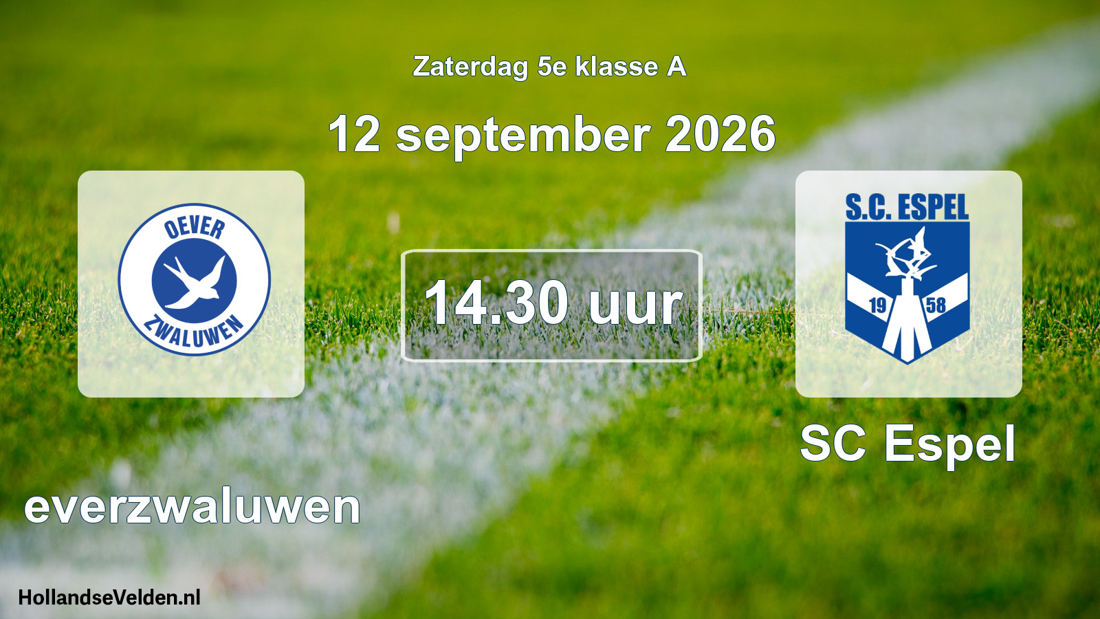 Geplande wedstrijd: Oeverzwaluwen - SC Espel (12 september 2026)