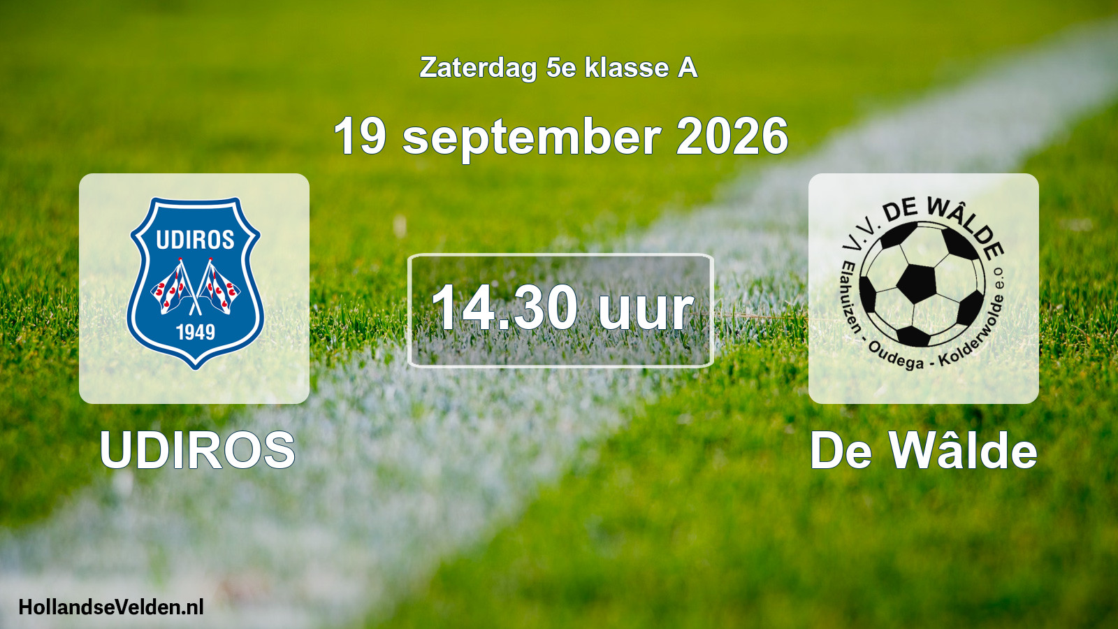 Geplande wedstrijd: UDIROS - De Wâlde (19 september 2026)