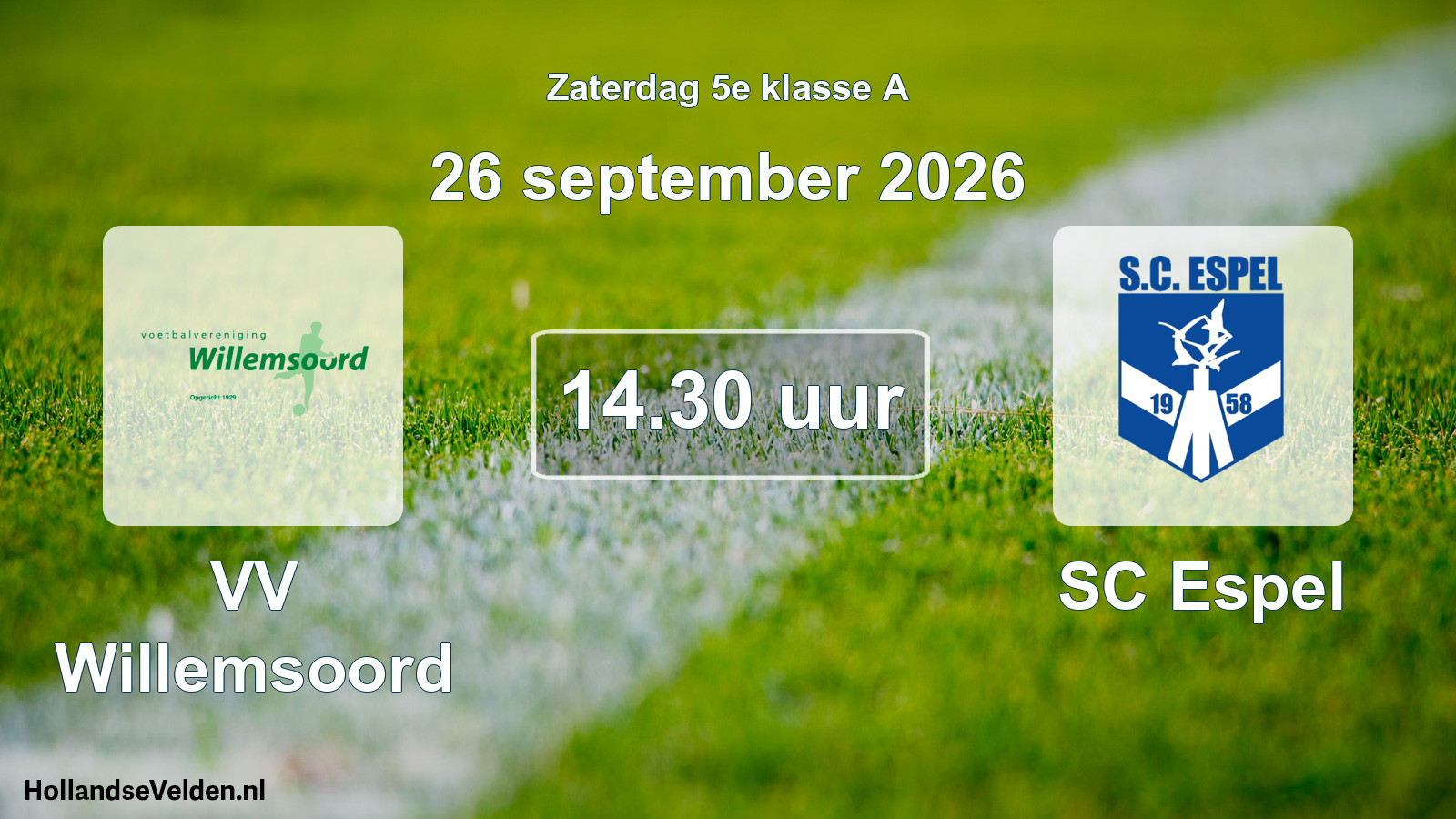 Geplande wedstrijd: VV Willemsoord - SC Espel (26 september 2026)