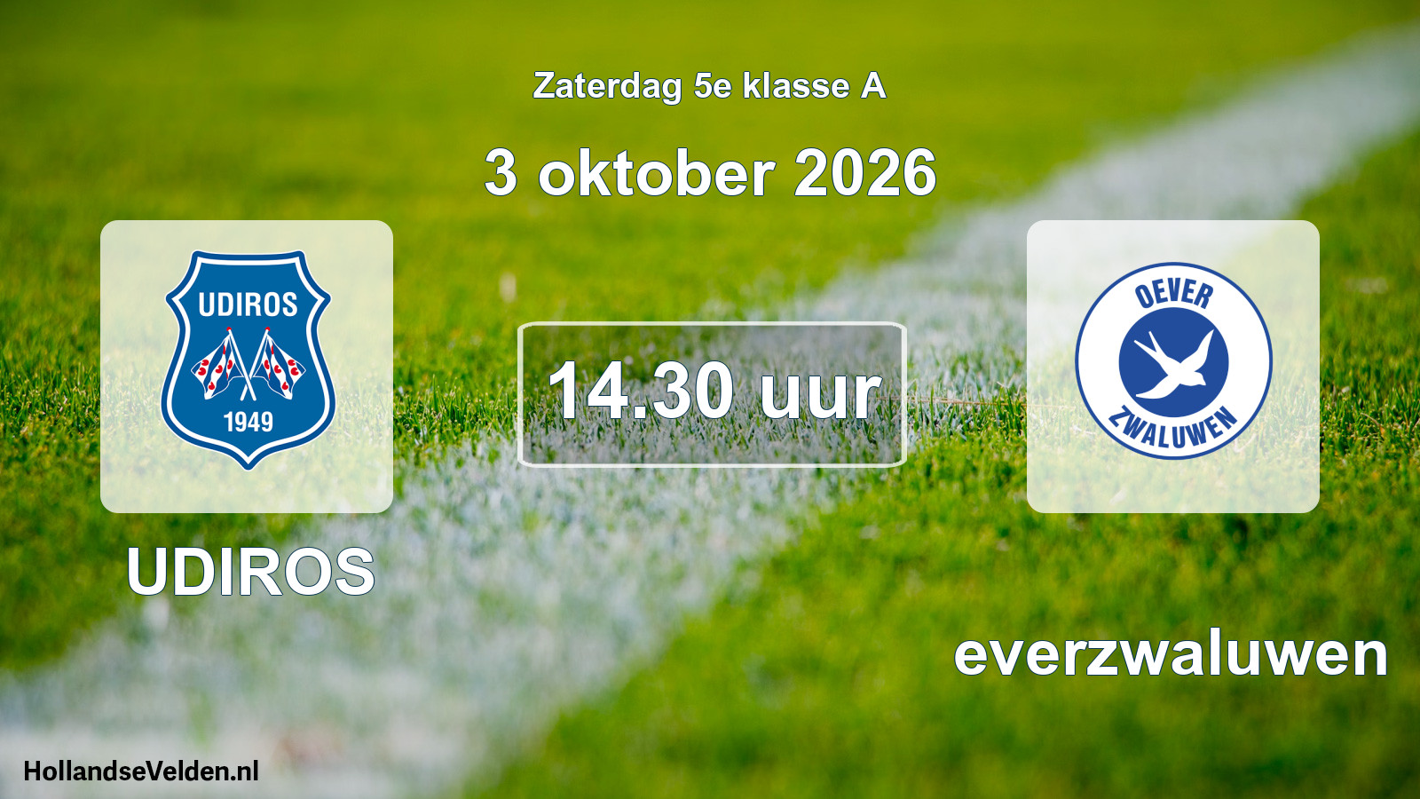 Geplande wedstrijd: UDIROS - Oeverzwaluwen (3 oktober 2026)