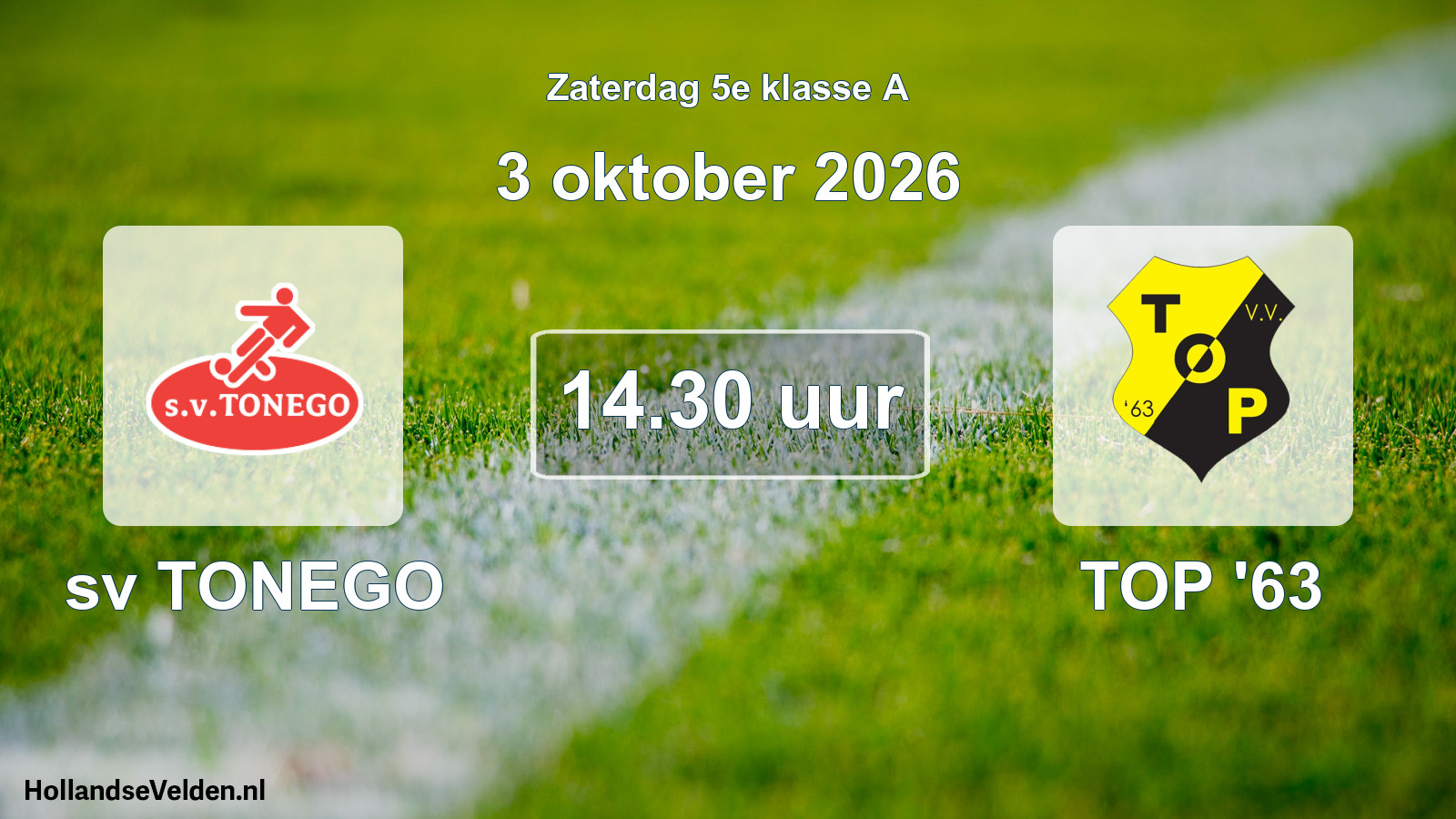 Geplande wedstrijd: sv TONEGO - TOP '63 (3 oktober 2026)