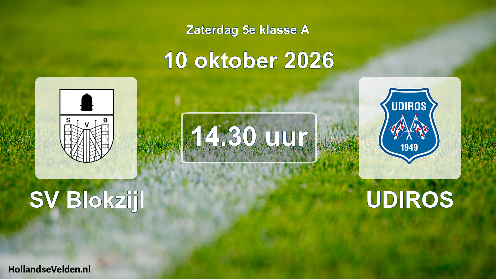 Geplande wedstrijd: SV Blokzijl - UDIROS (10 oktober 2026)