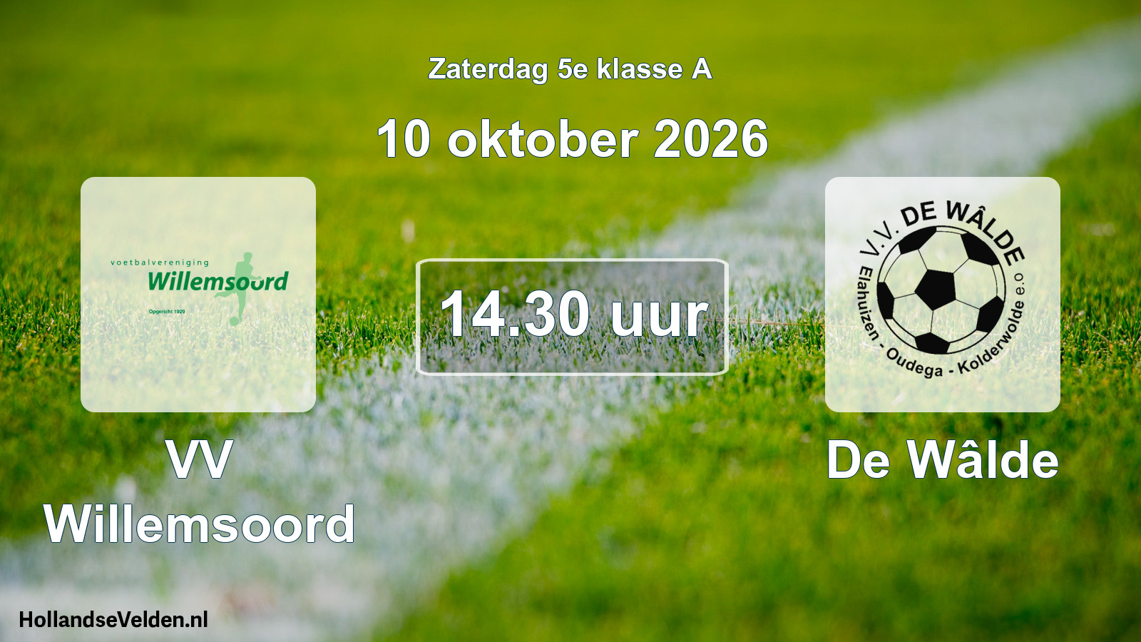 Geplande wedstrijd: VV Willemsoord - De Wâlde (10 oktober 2026)