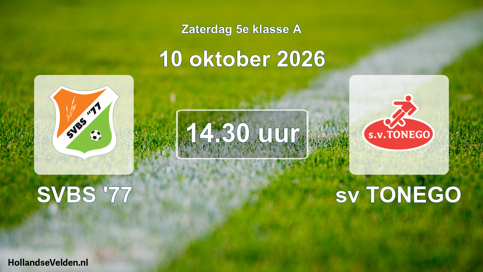 Geplande wedstrijd: SVBS '77 - sv TONEGO (10 oktober 2026)