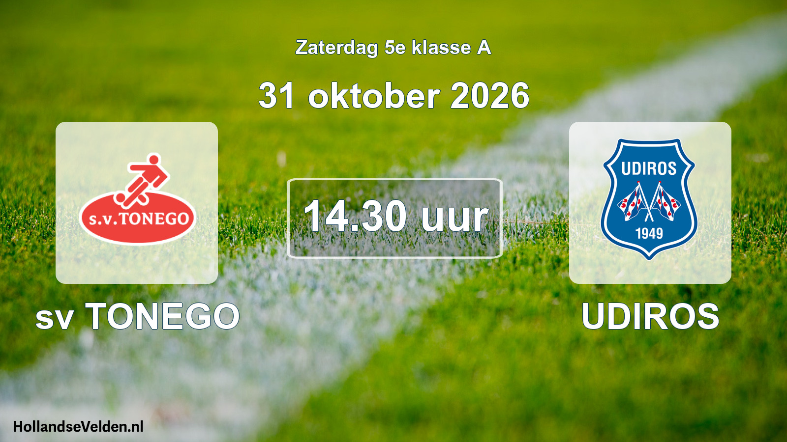 Geplande wedstrijd: sv TONEGO - UDIROS (31 oktober 2026)