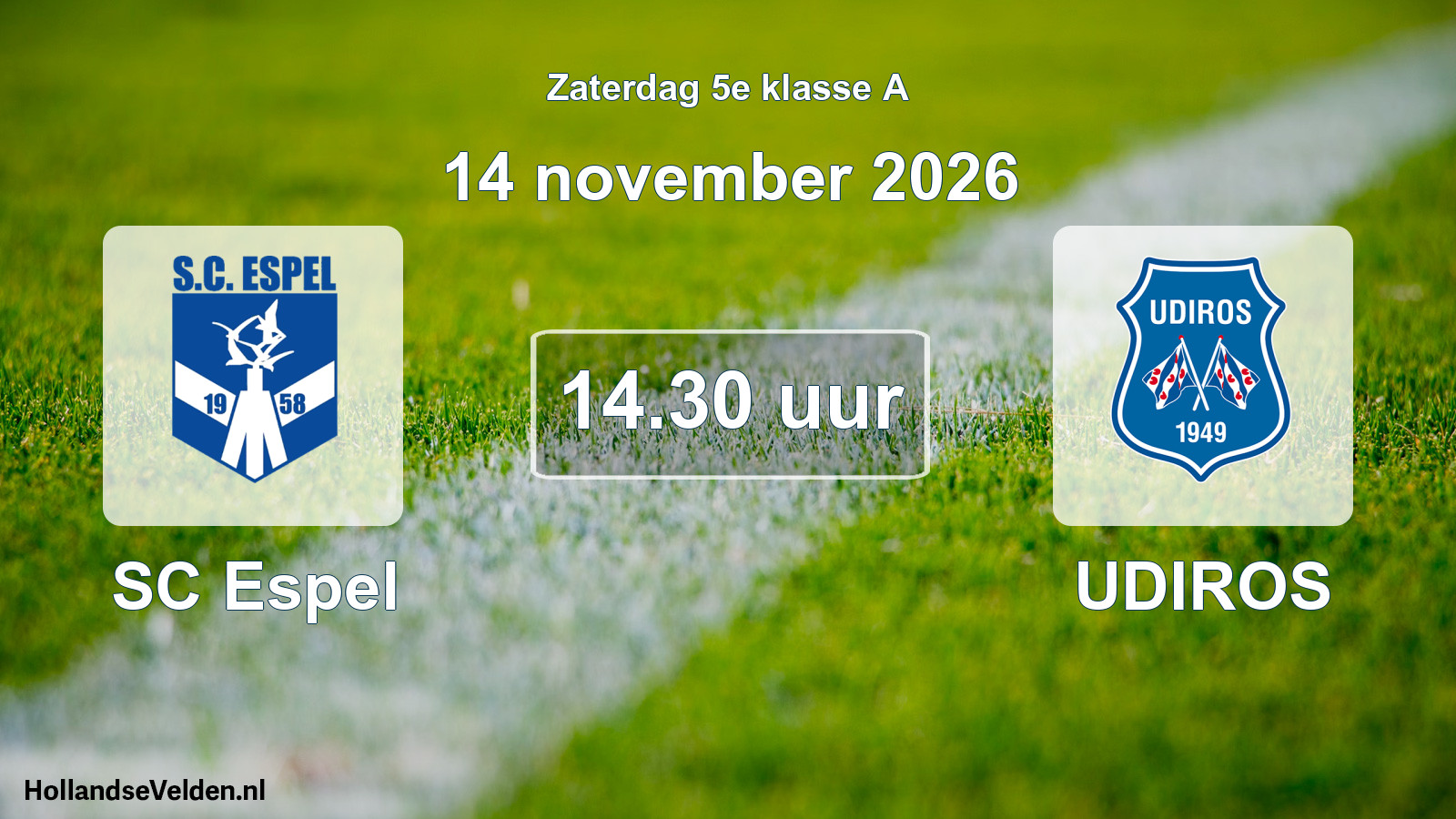 Geplande wedstrijd: SC Espel - UDIROS (14 november 2026)