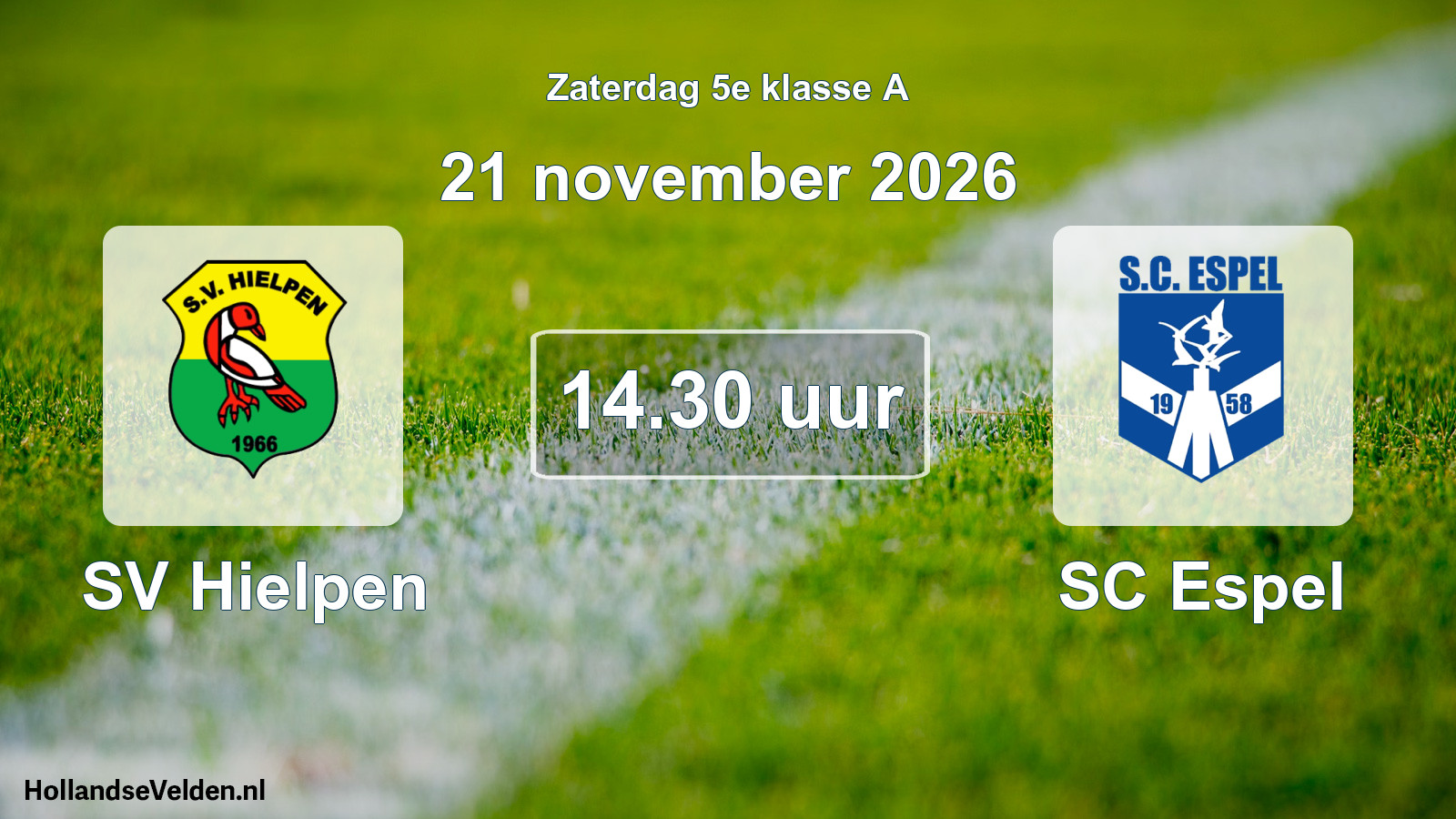 Geplande wedstrijd: SV Hielpen - SC Espel (21 november 2026)