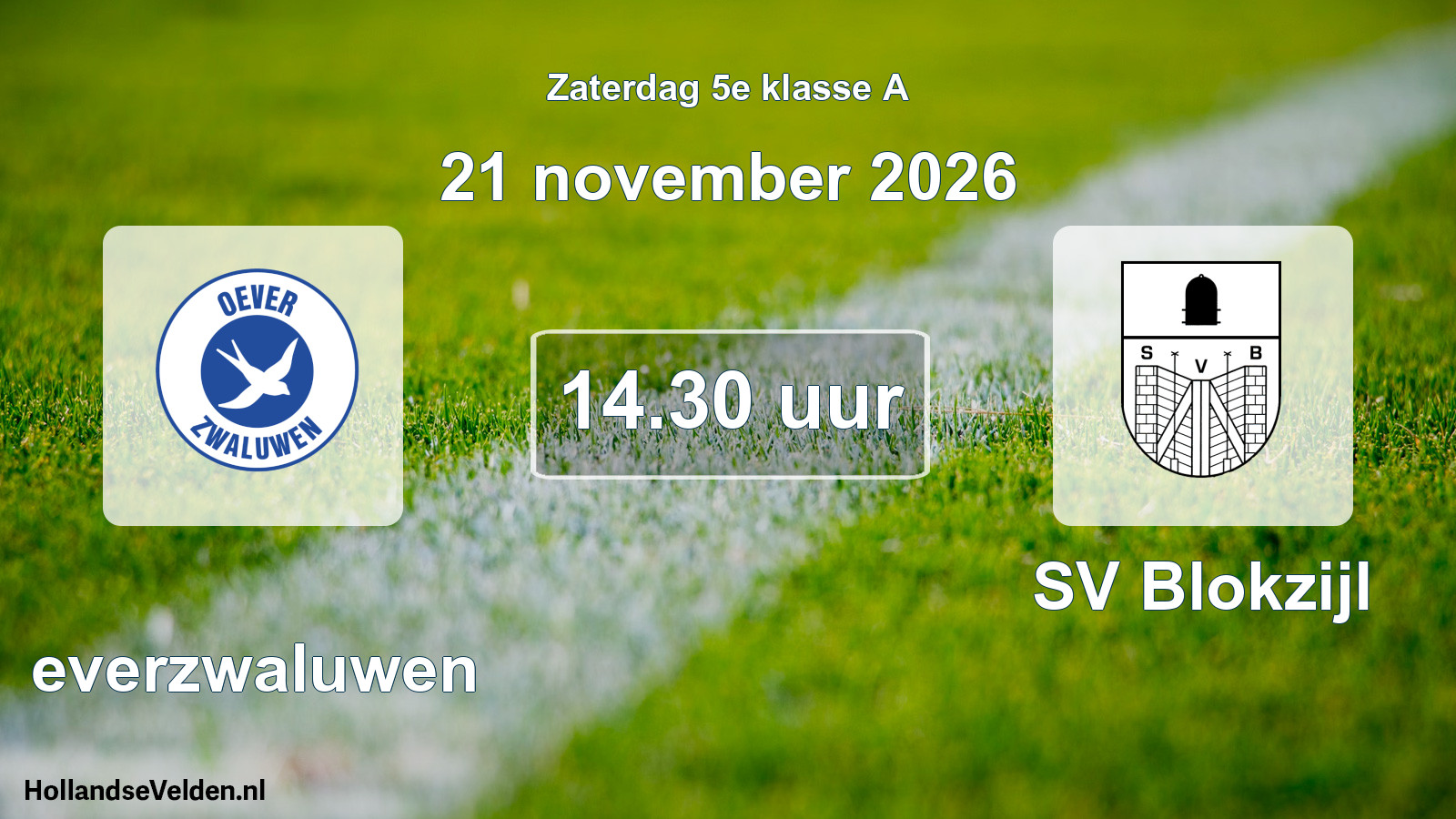 Geplande wedstrijd: Oeverzwaluwen - SV Blokzijl (21 november 2026)