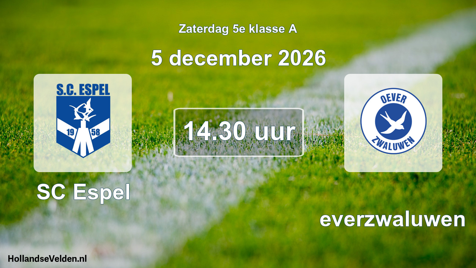 Geplande wedstrijd: SC Espel - Oeverzwaluwen (5 december 2026)