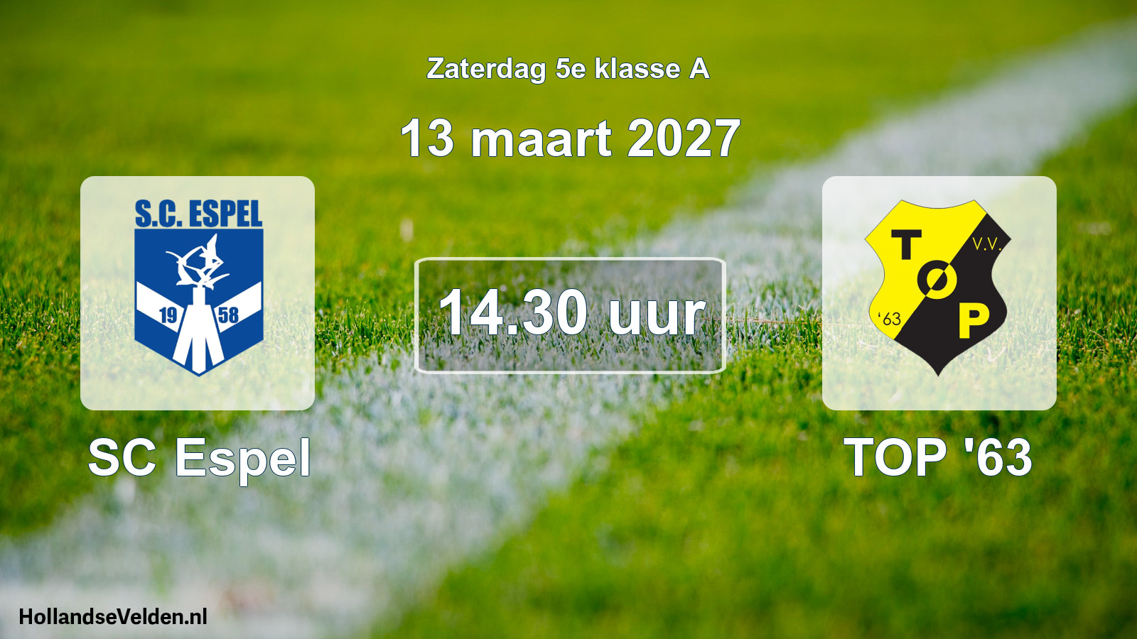 Geplande wedstrijd: SC Espel - TOP '63 (13 maart 2027)