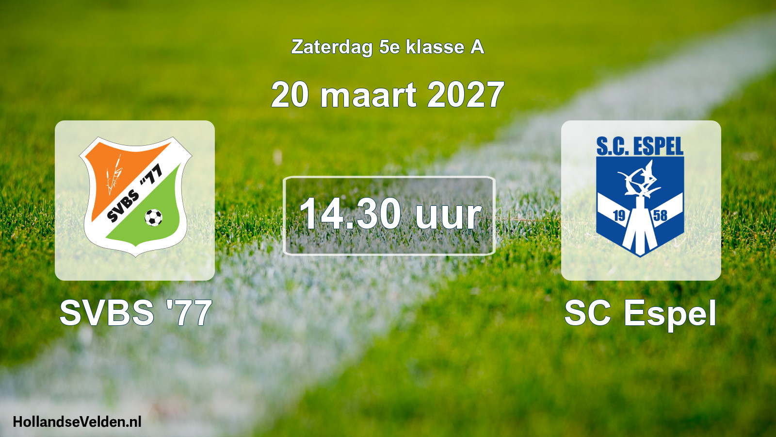Geplande wedstrijd: SVBS '77 - SC Espel (20 maart 2027)