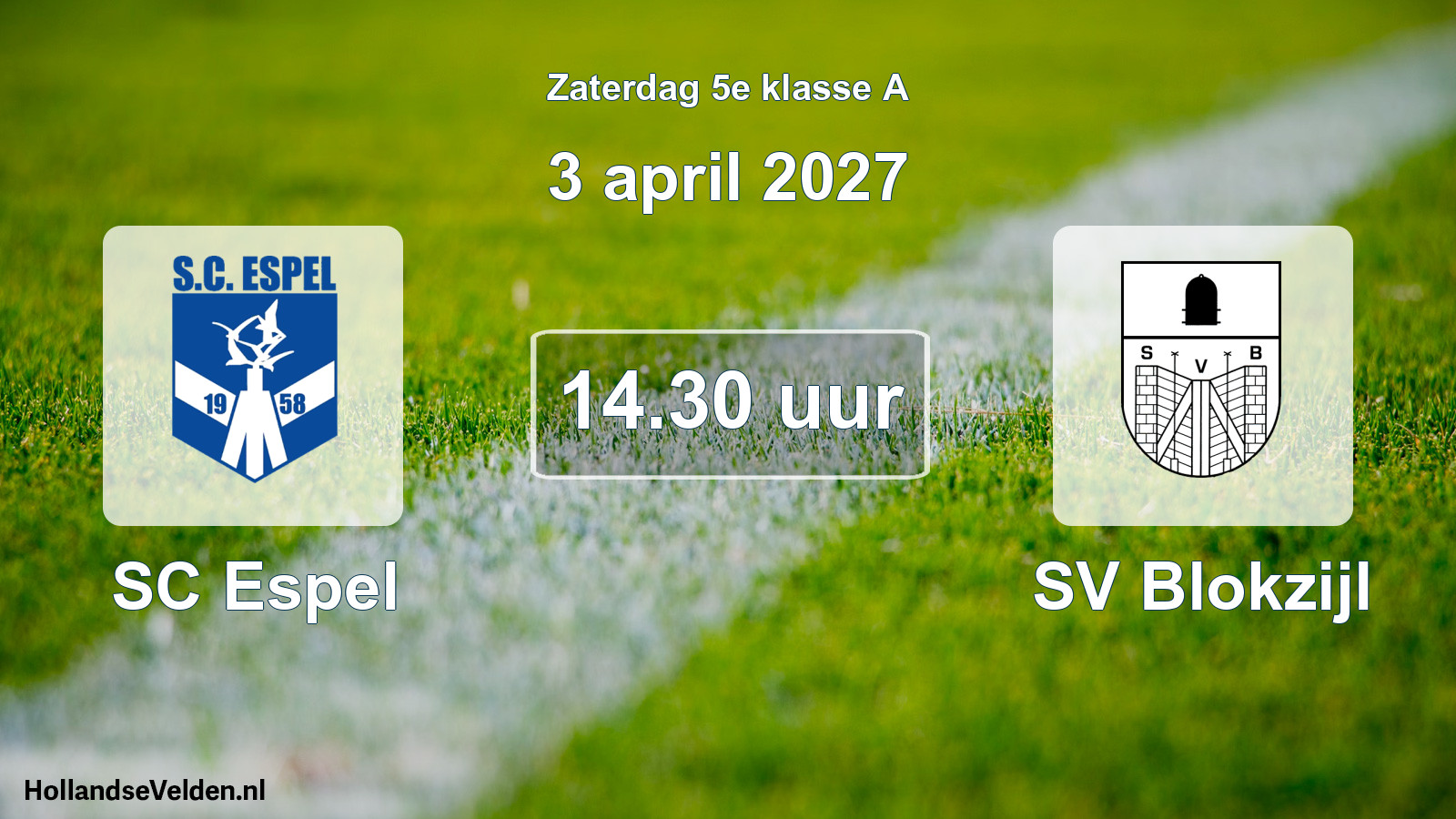 Geplande wedstrijd: SC Espel - SV Blokzijl (3 april 2027)