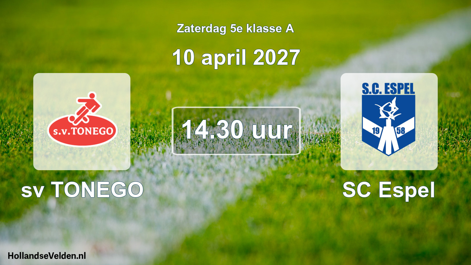 Geplande wedstrijd: sv TONEGO - SC Espel (10 april 2027)