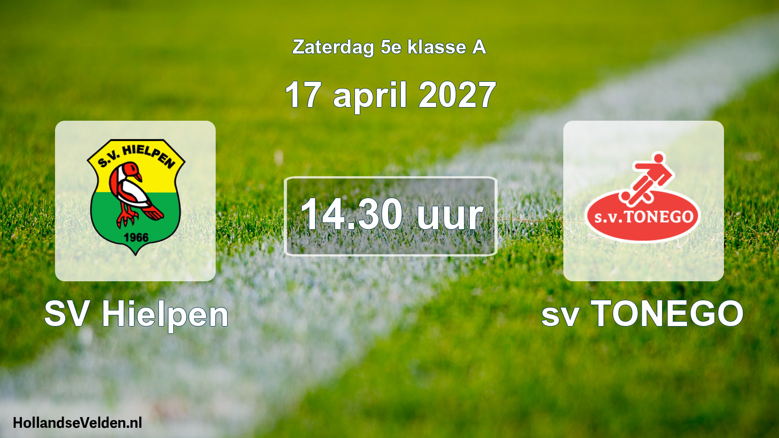 Geplande wedstrijd: SV Hielpen - sv TONEGO (17 april 2027)