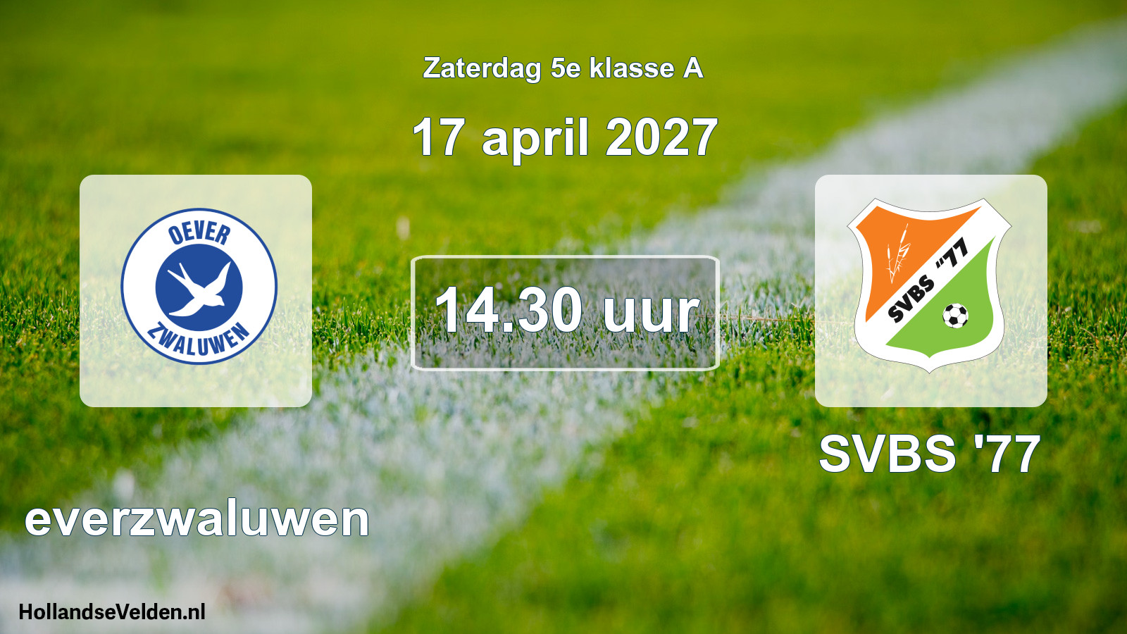 Geplande wedstrijd: Oeverzwaluwen - SVBS '77 (17 april 2027)