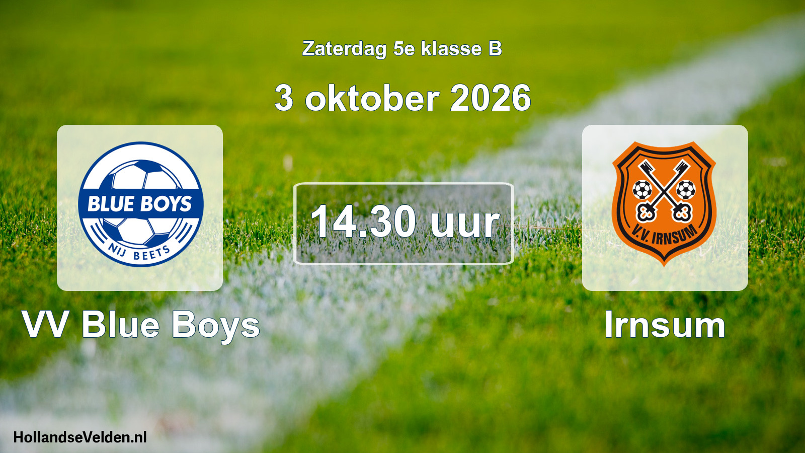 Geplande wedstrijd: VV Blue Boys - Irnsum (3 oktober 2026)