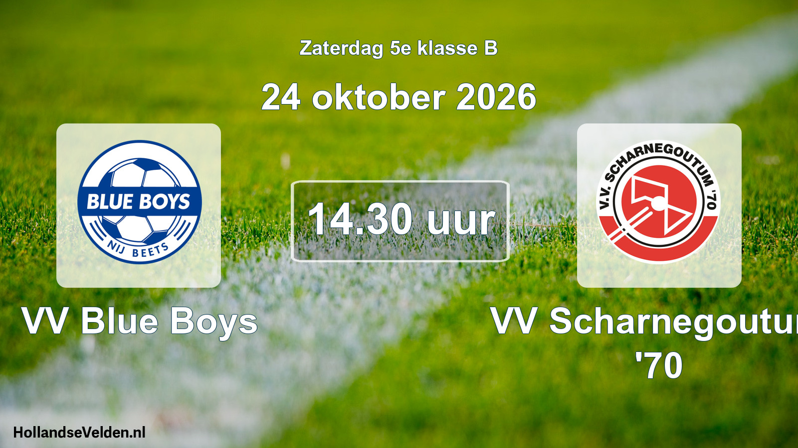Geplande wedstrijd: VV Blue Boys - VV Scharnegoutum '70 (24 oktober 2026)