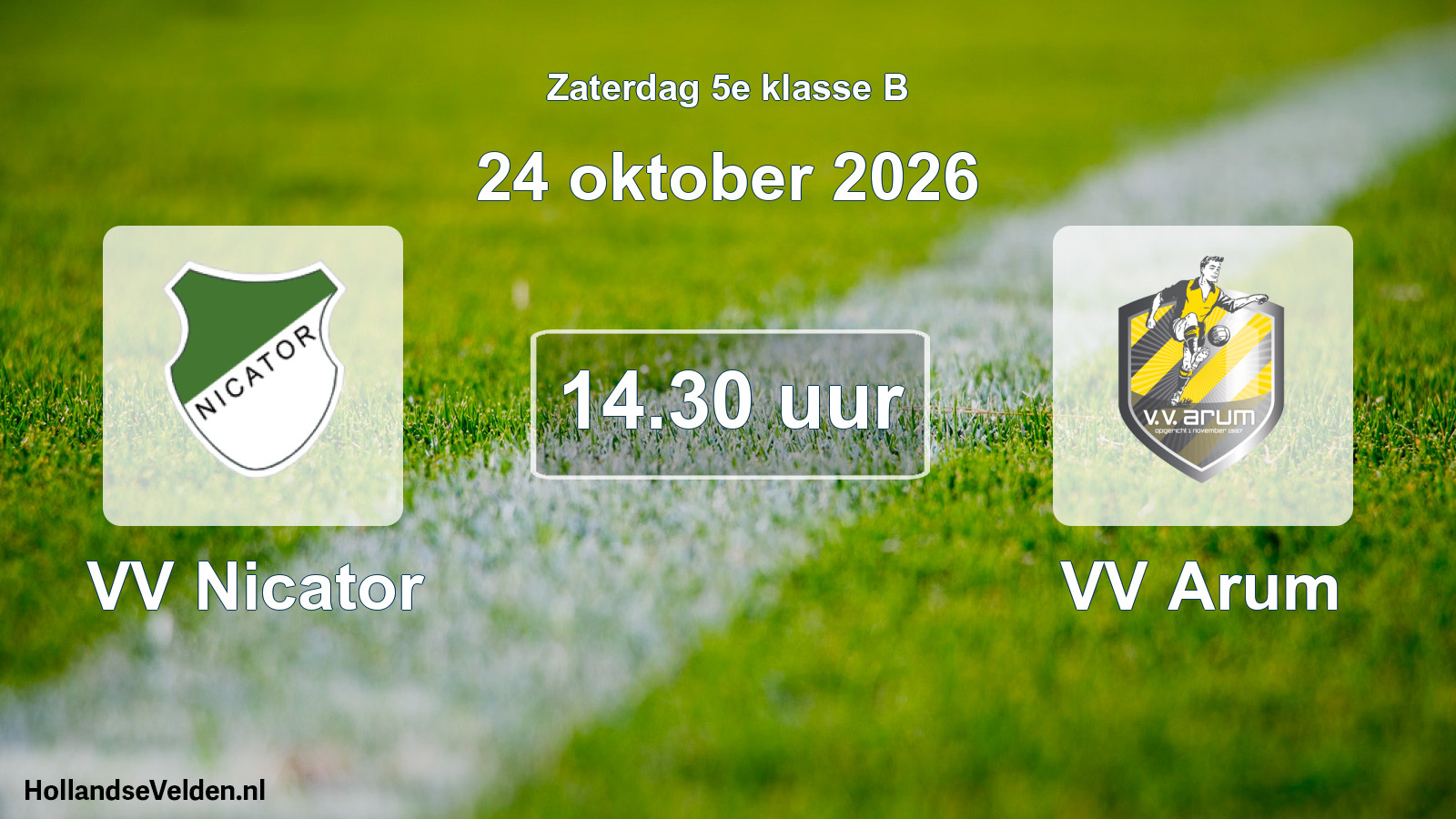 Geplande wedstrijd: VV Nicator - VV Arum (24 oktober 2026)